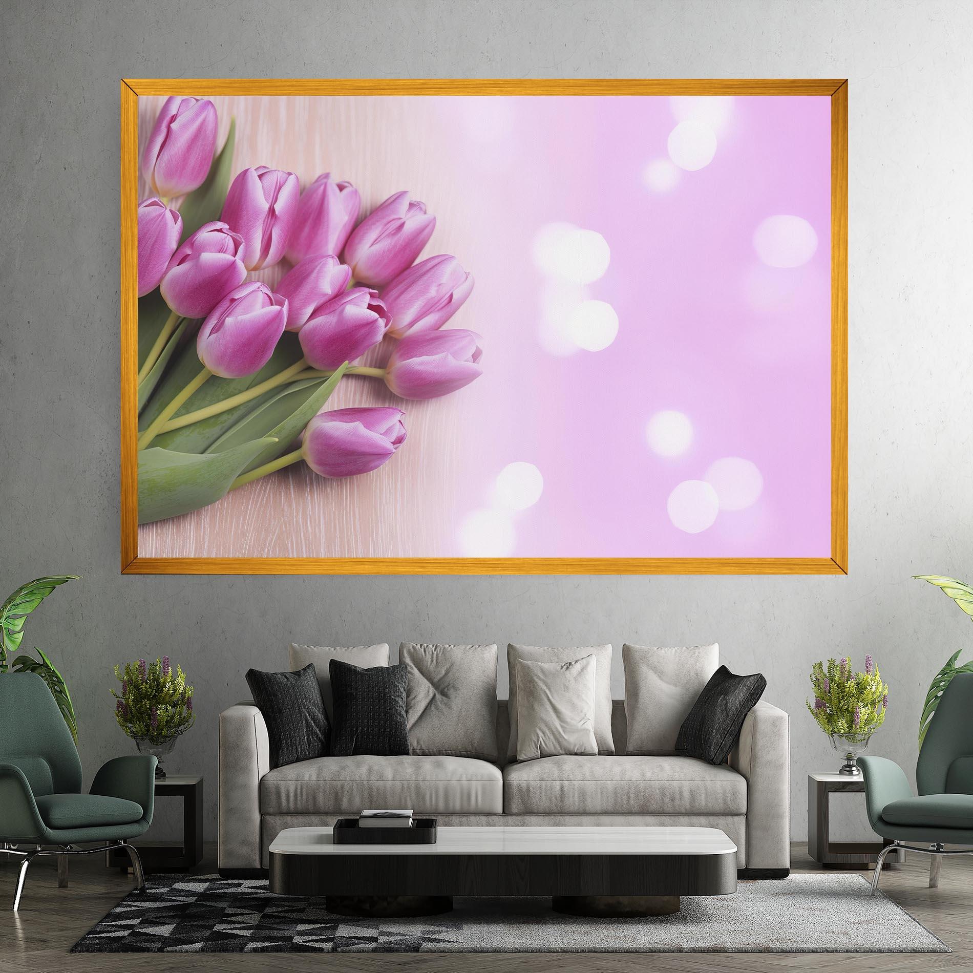 Tablou Canvas Pink Tulip Flowers mockup 7