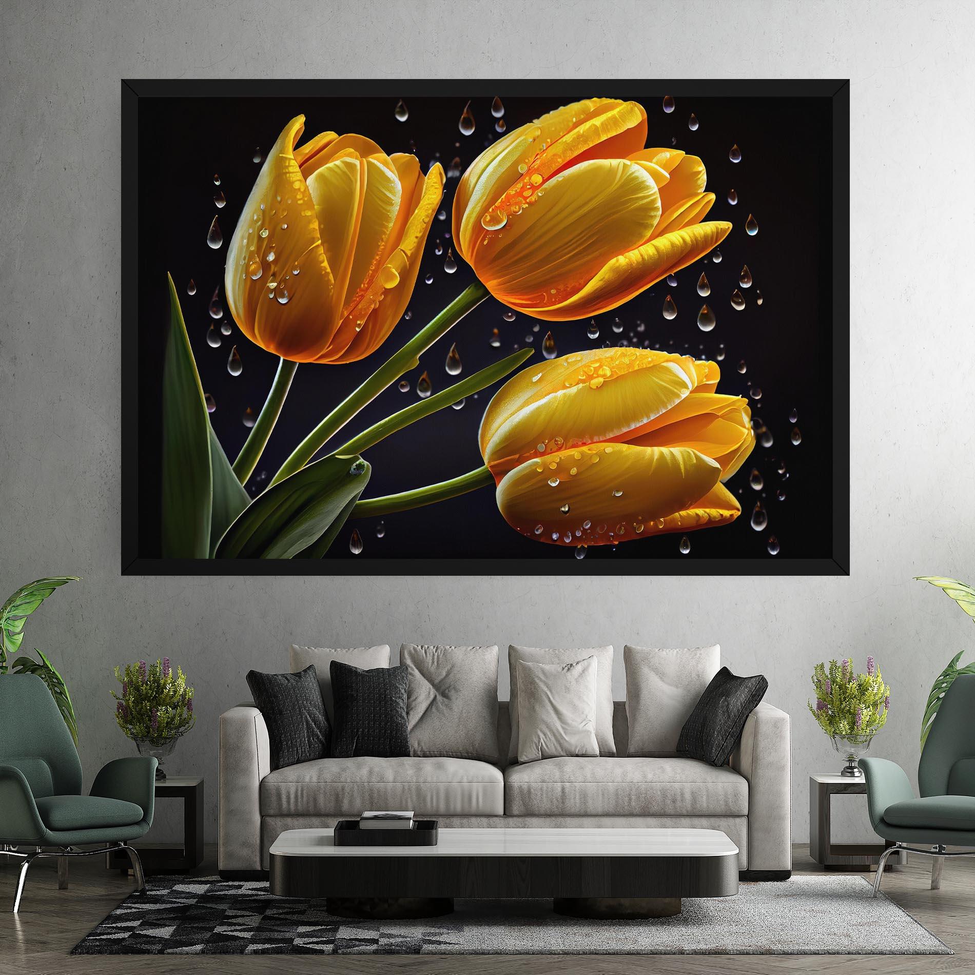 Tablou Canvas 3 Yellow Tulips mockup 7