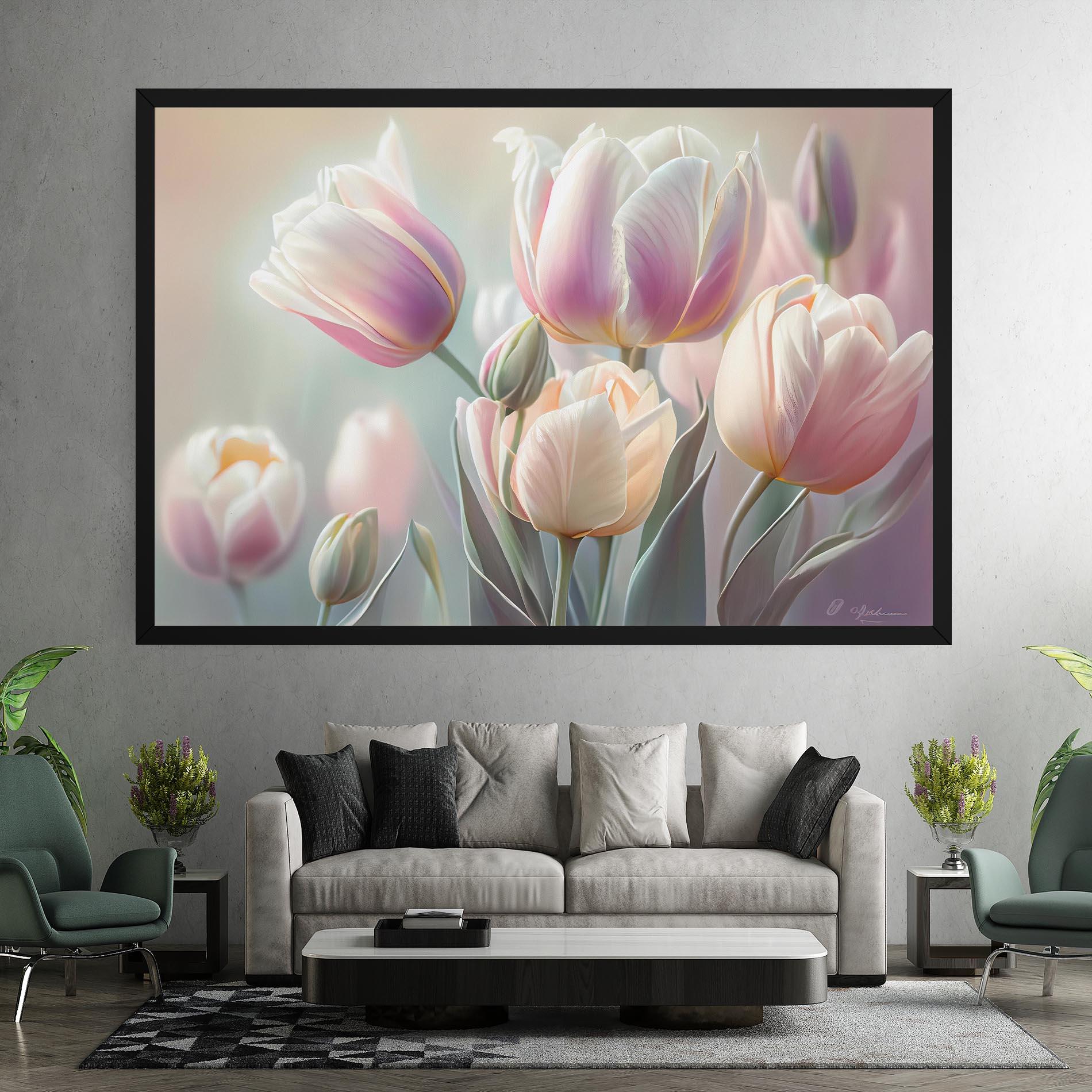 Tablou Canvas Dreamy White Tulips mockup 7