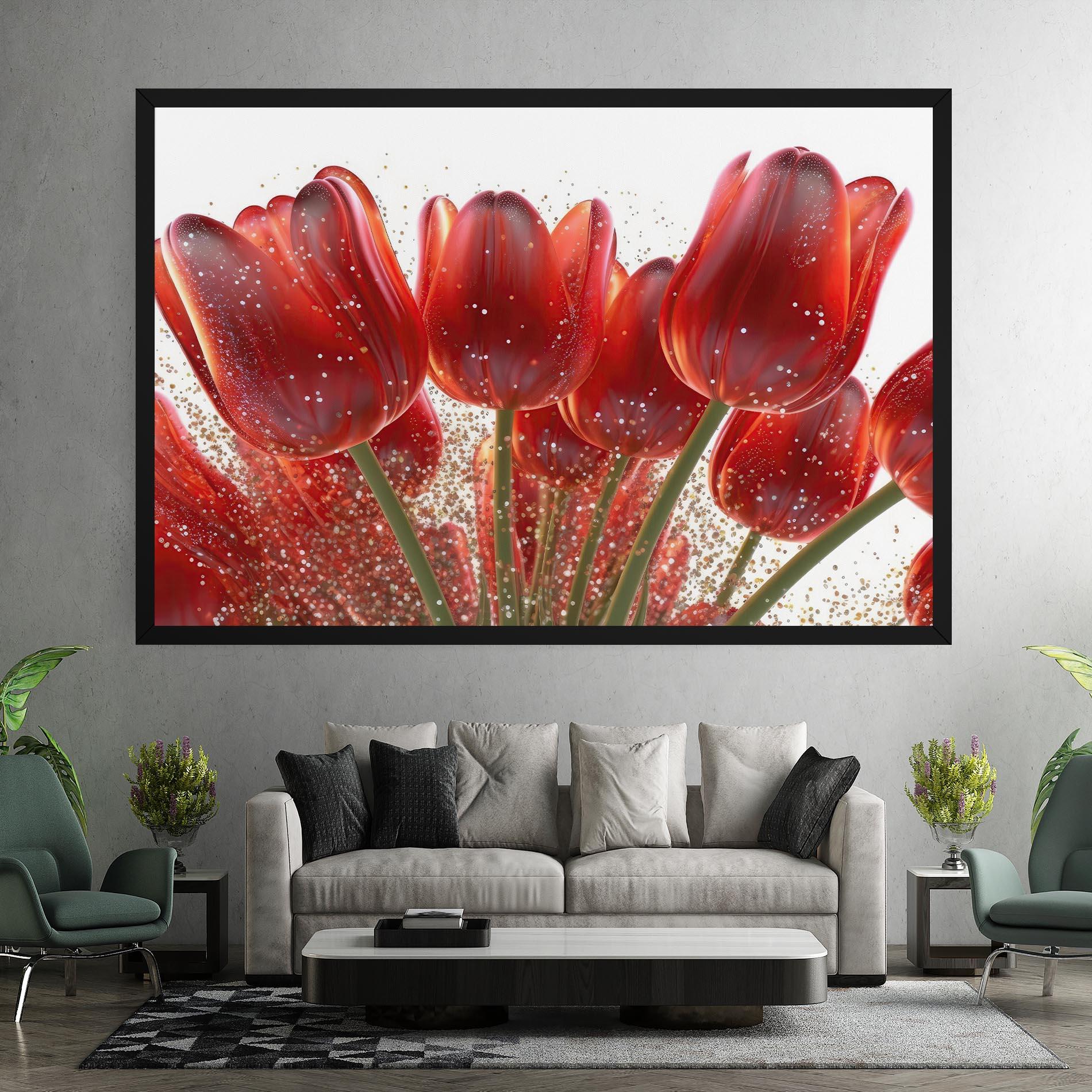 Tablou Canvas Glitter Red Tulips mockup 7