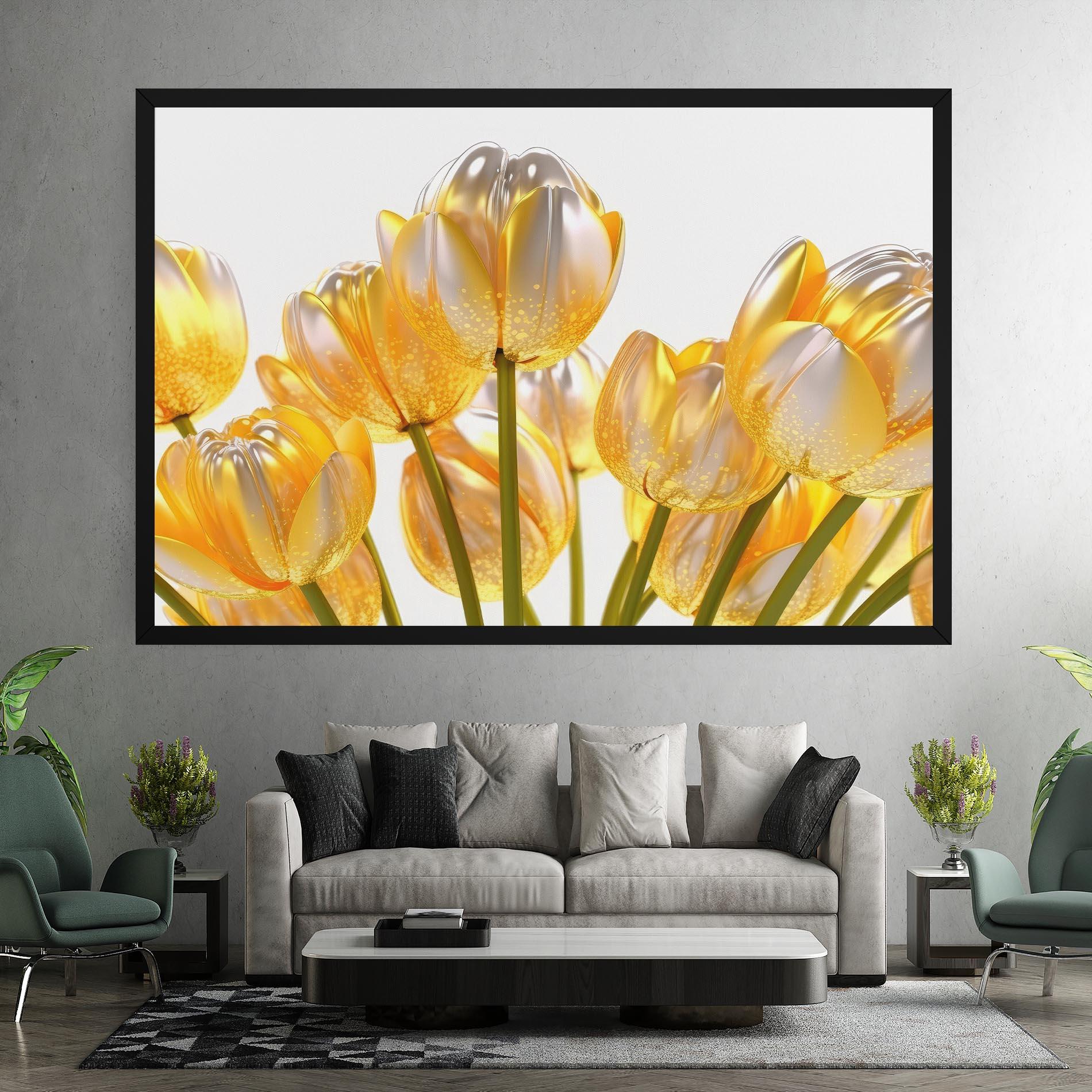 Tablou Canvas Gold White Tulips mockup 7