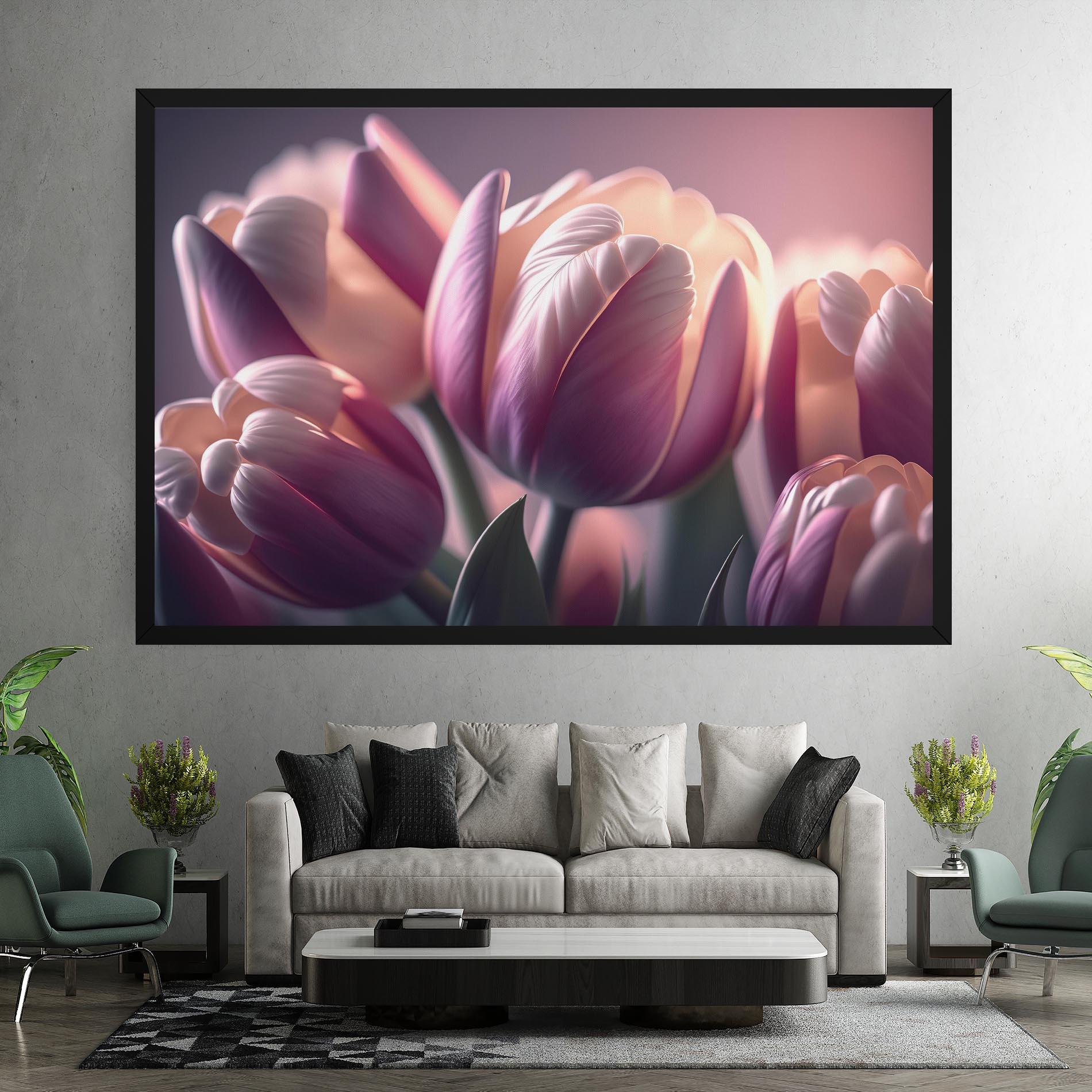 Tablou Canvas Pastel Pink Tulips mockup 7