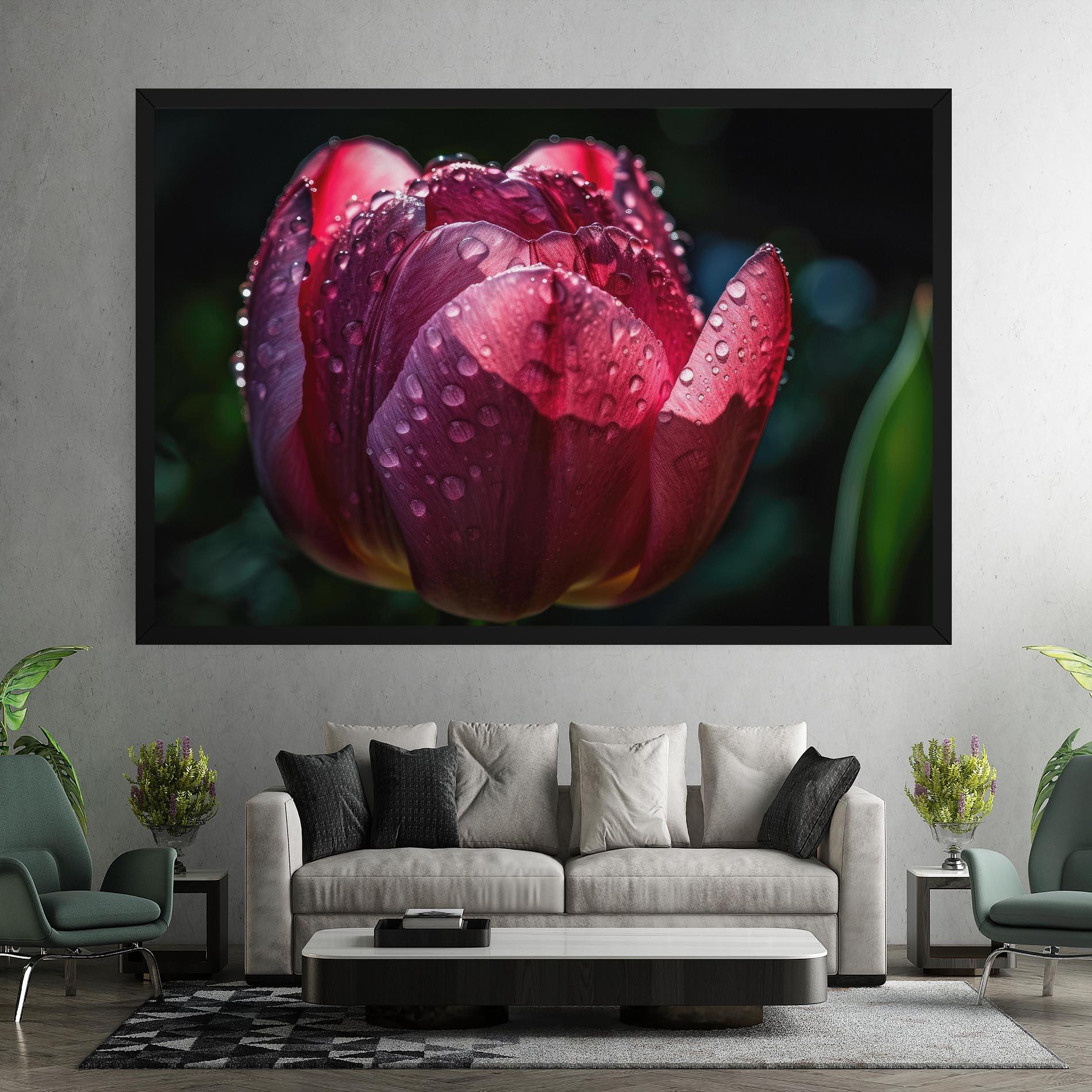 Tablou Canvas Pink Tulip After Rain mockup 7