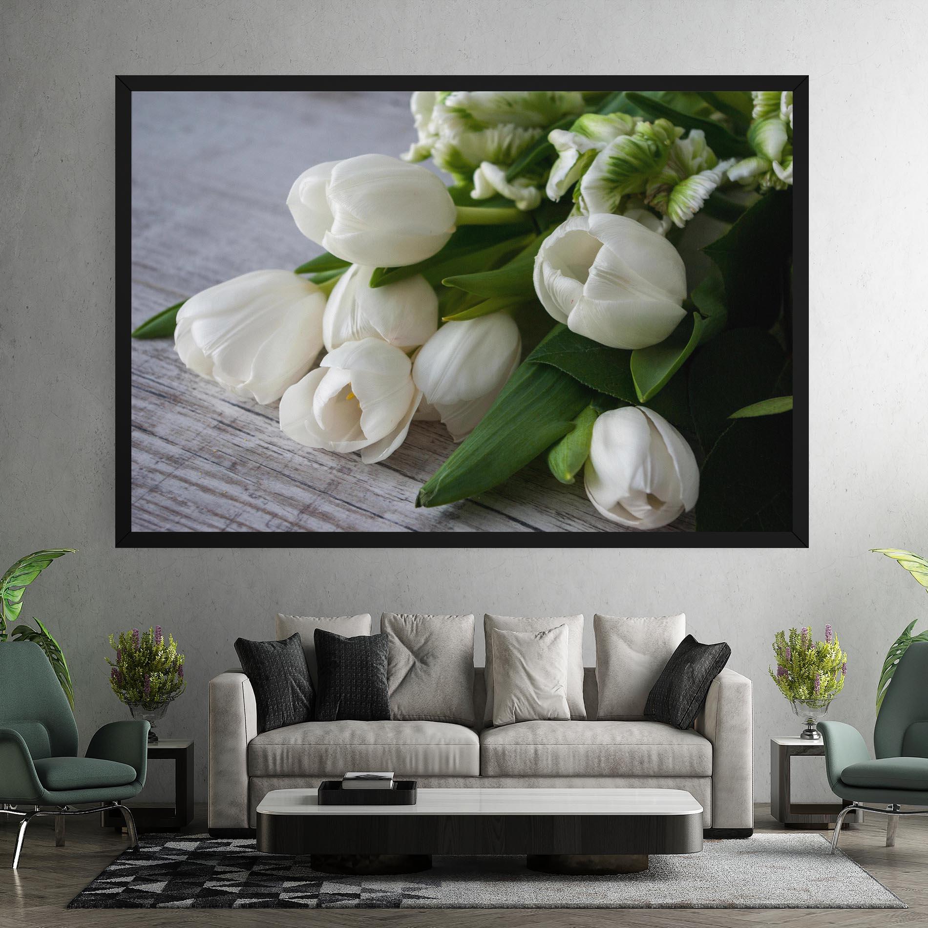 Tablou Canvas White Tulips Bouquet mockup 7