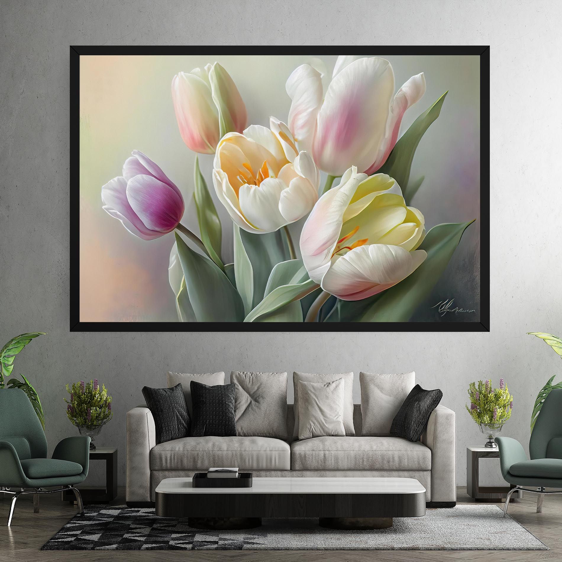 White Tulips Painting mockup 7