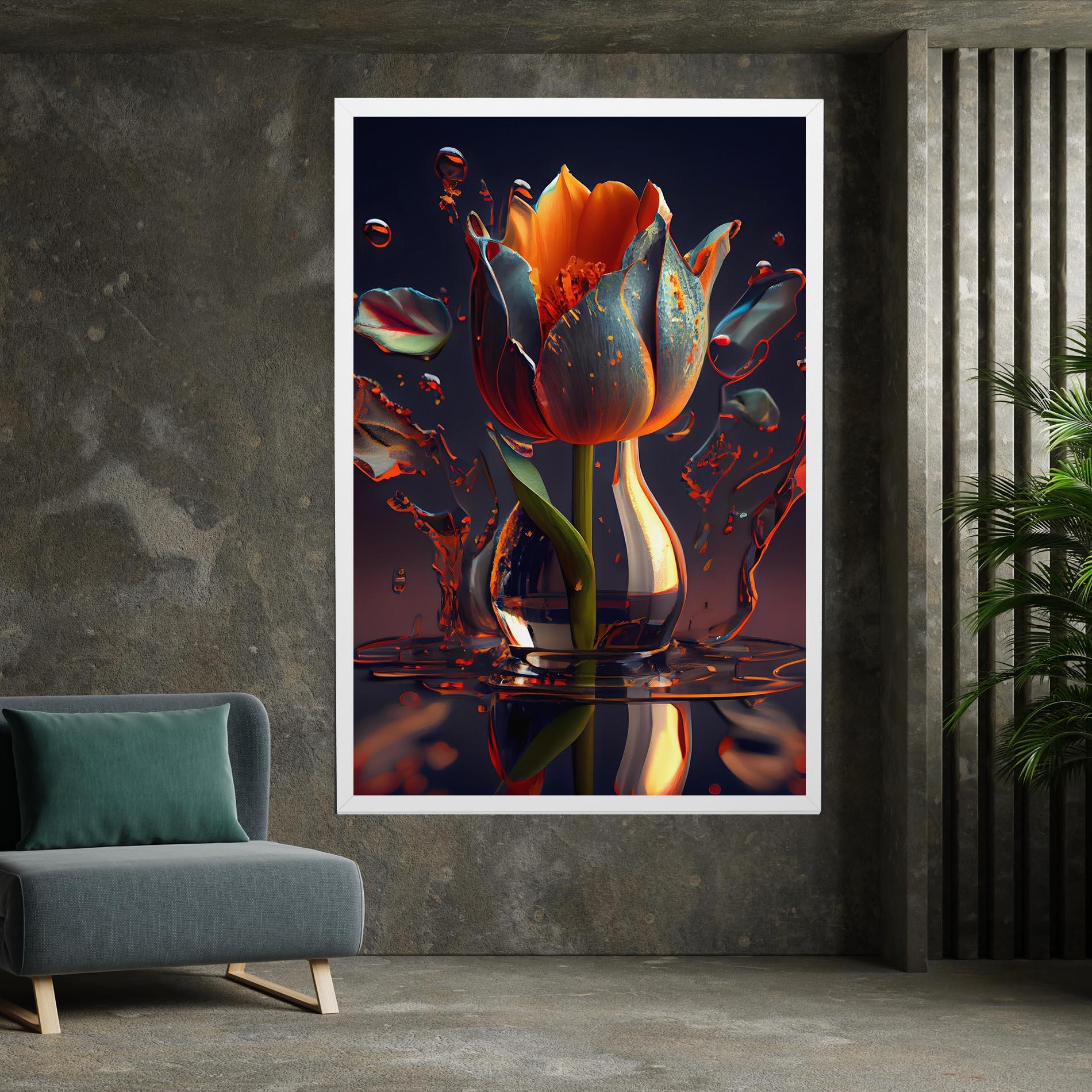 Tablou Canvas Black Tulip In Vase mockup 7