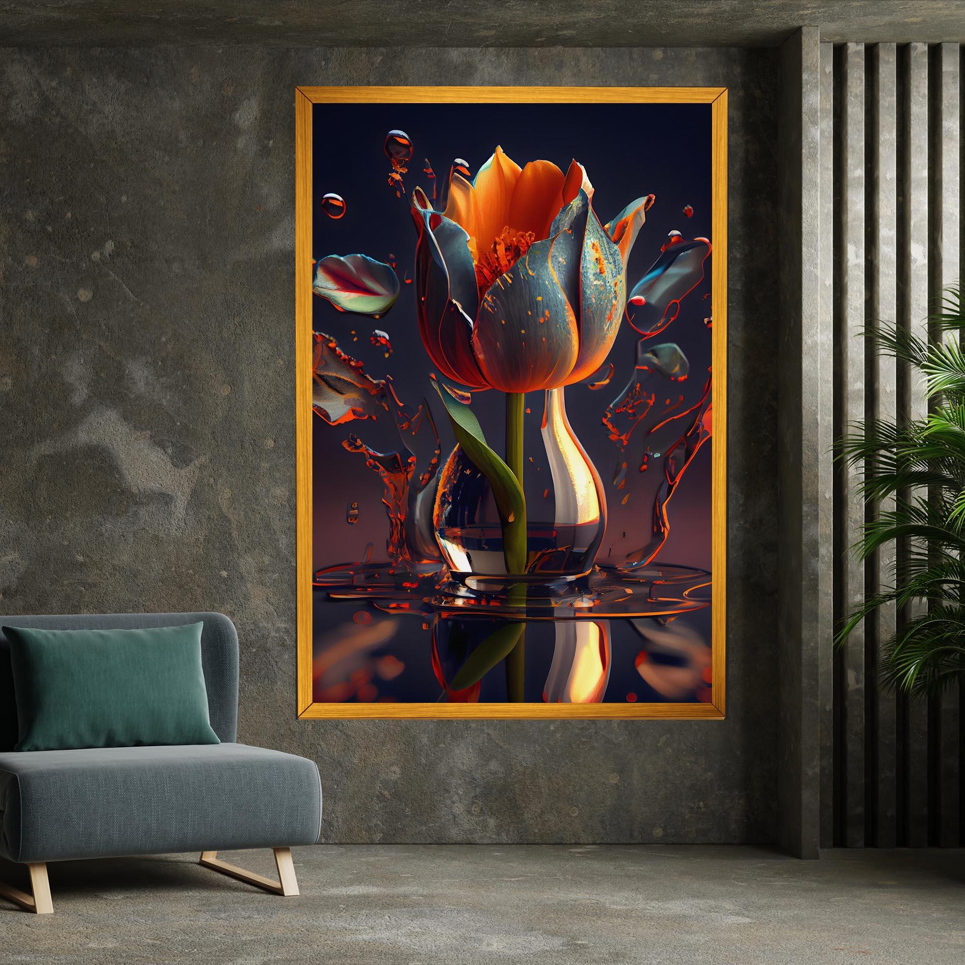 Tablou Canvas Black Tulip In Vase mockup 7