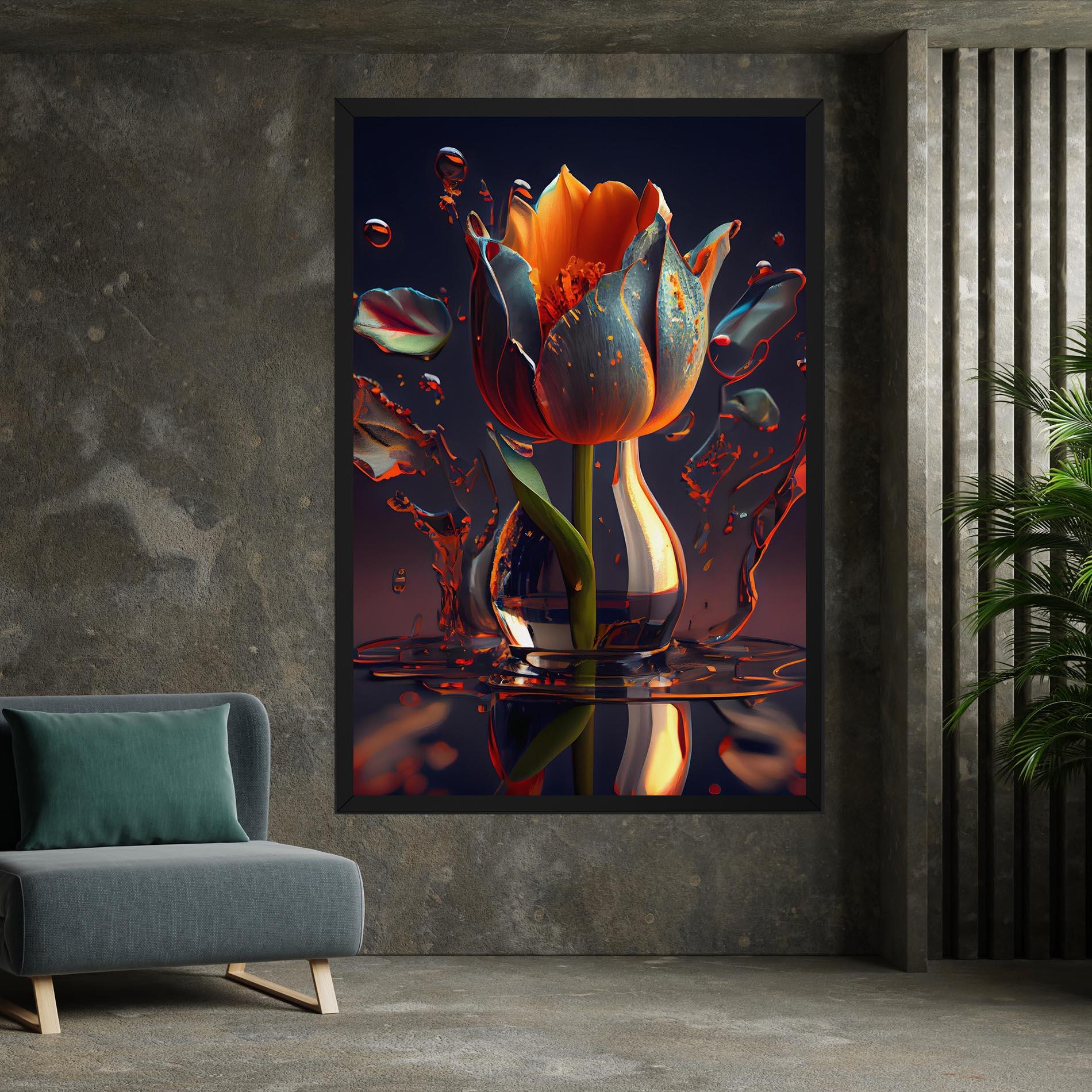 Tablou Canvas Black Tulip In Vase mockup 7
