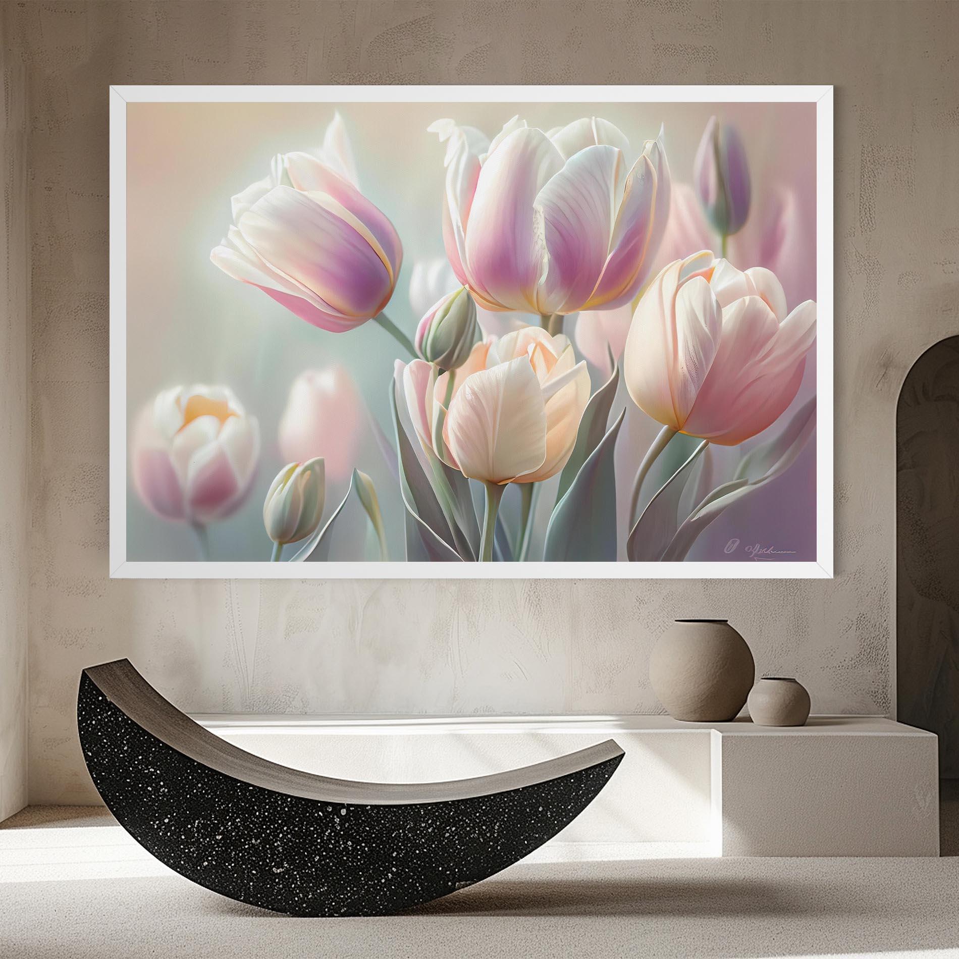 Tablou Canvas Dreamy White Tulips mockup 8