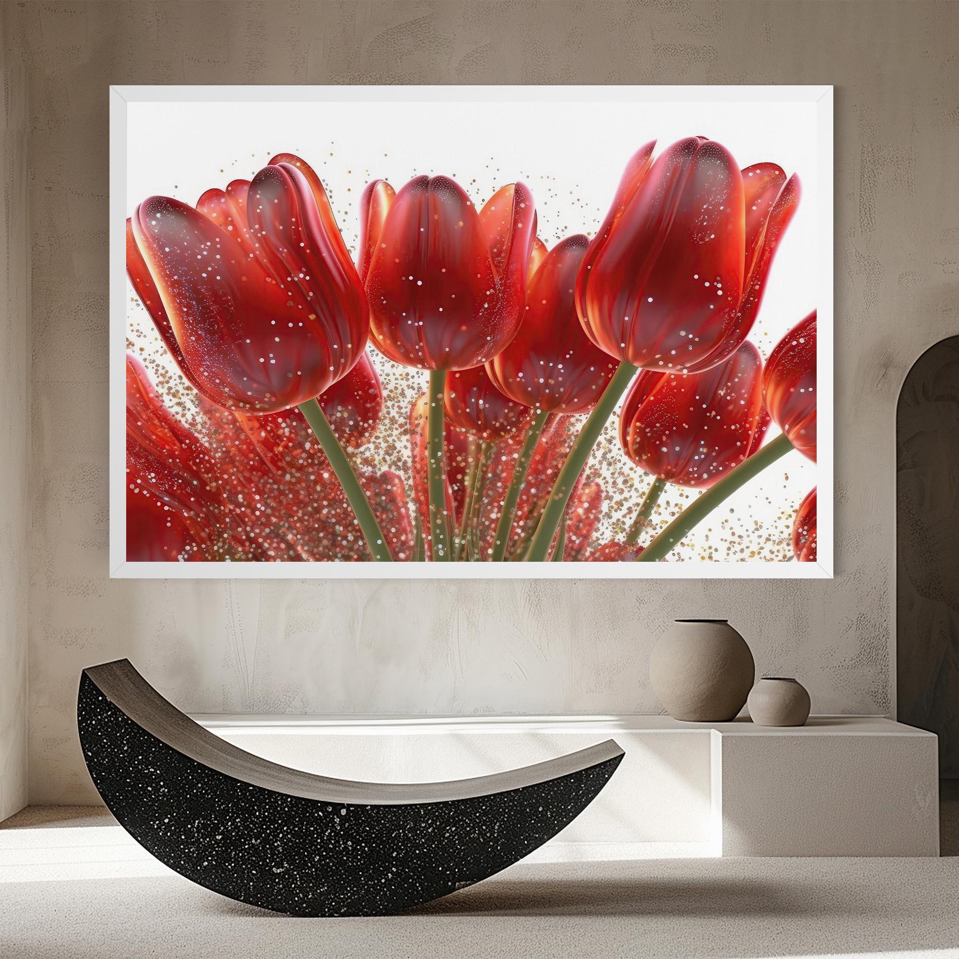Tablou Canvas Glitter Red Tulips mockup 8