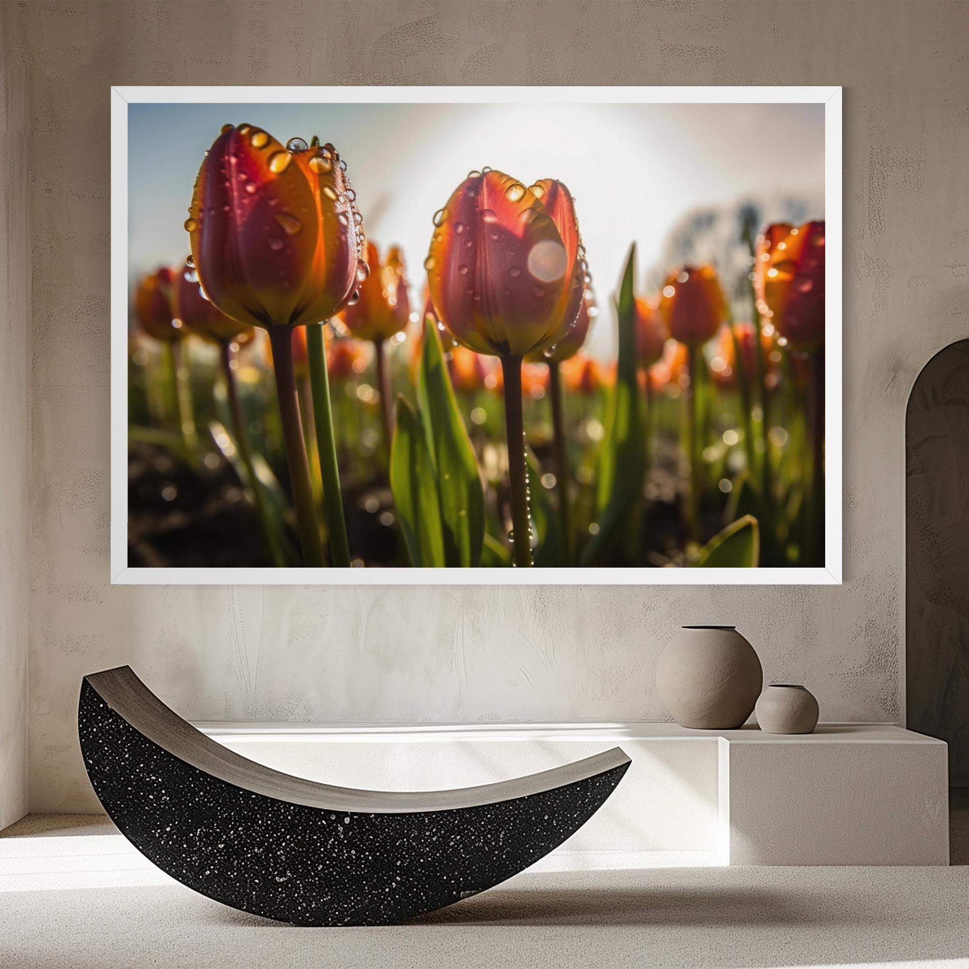 Tablou Canvas Orange Tulips After Rain mockup 8