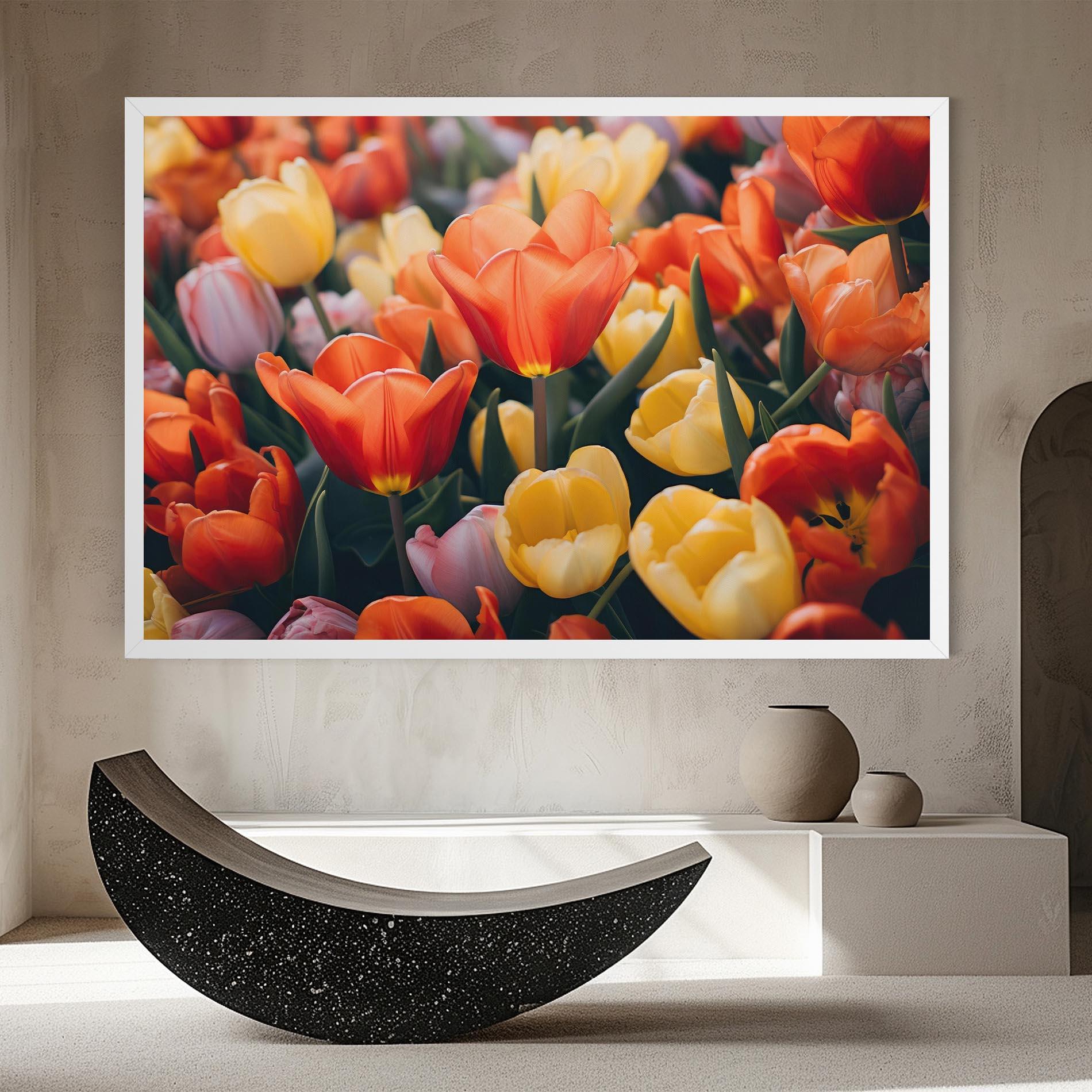 Tablou Canvas Orange Yellow Tulips mockup 8