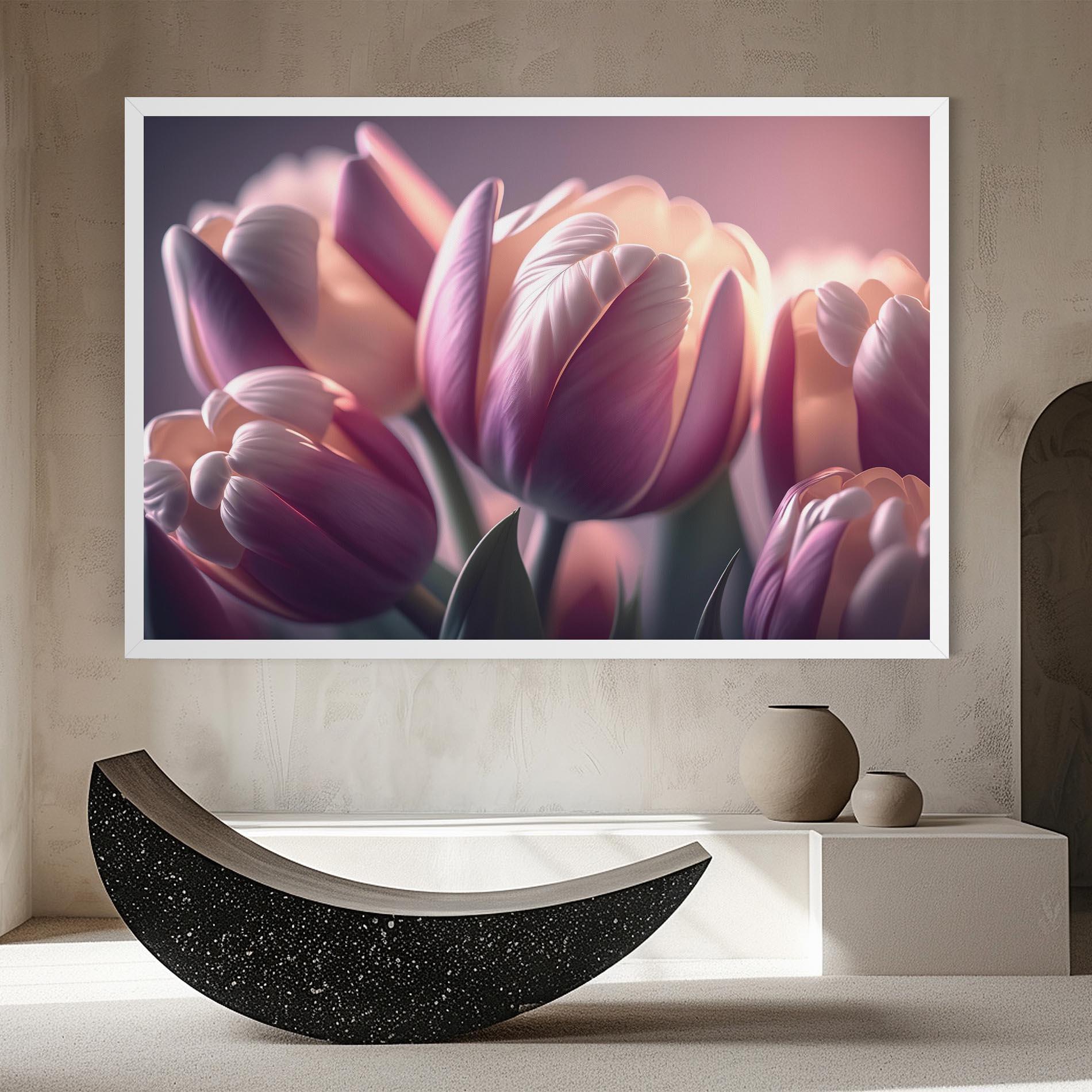 Tablou Canvas Pastel Pink Tulips mockup 8