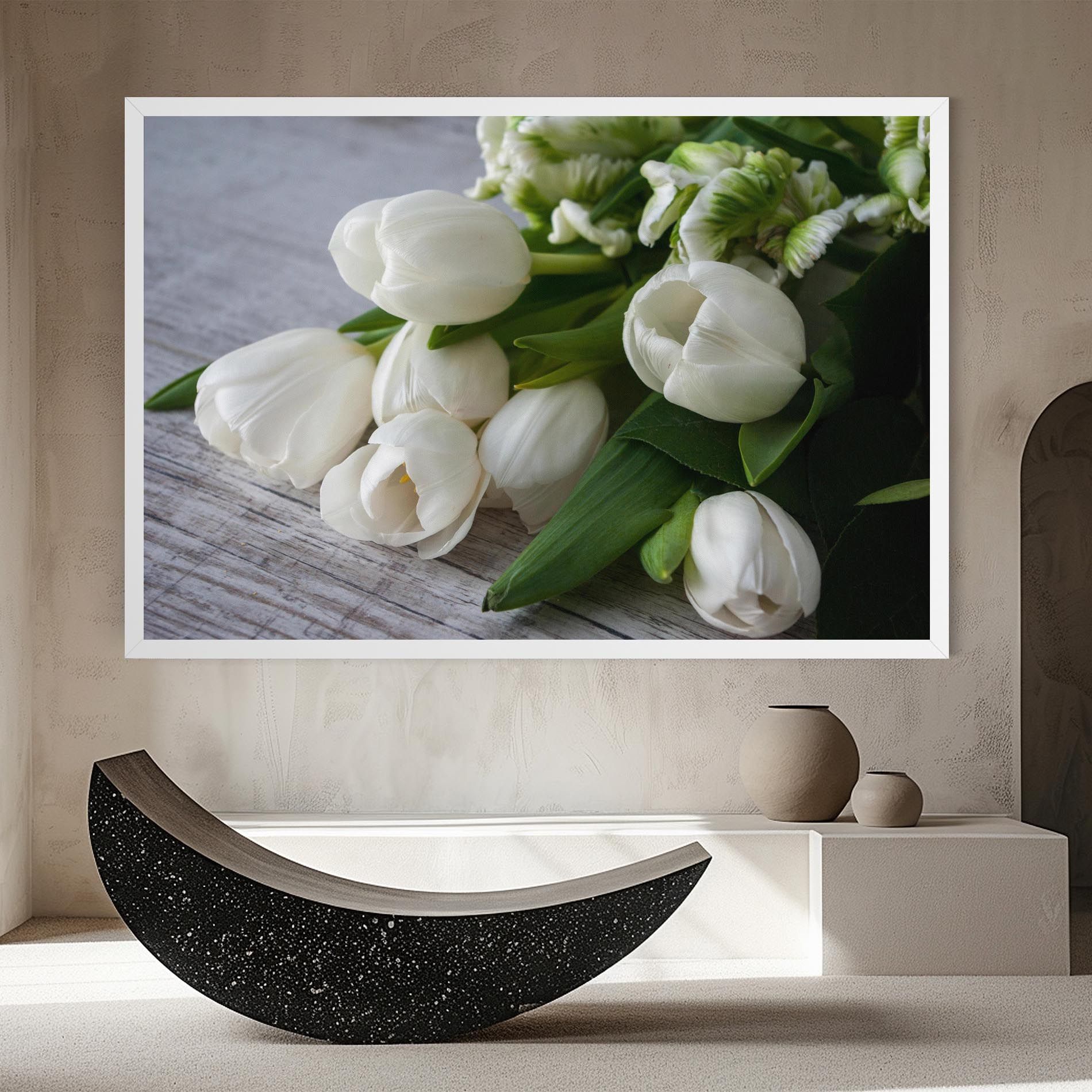 White Tulips Bouquet mockup 8