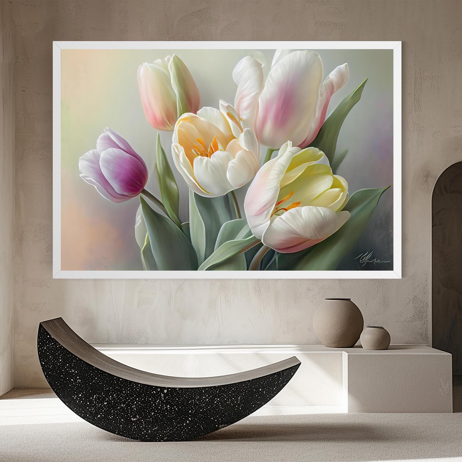 White Tulips Painting mockup 8