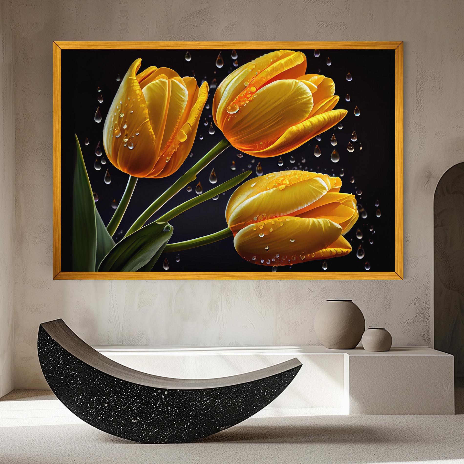 Tablou Canvas 3 Yellow Tulips mockup 8