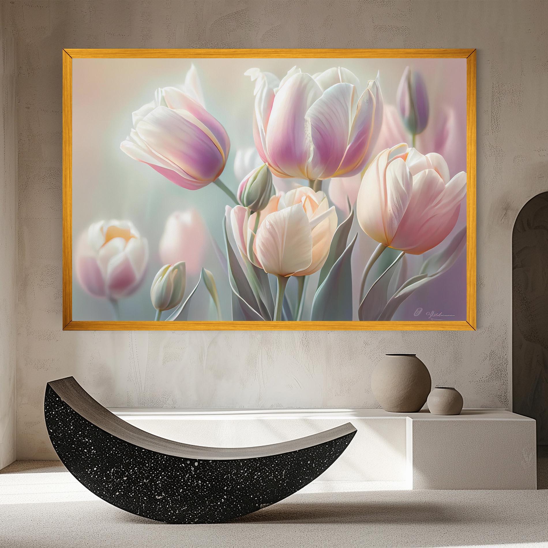 Tablou Canvas Dreamy White Tulips mockup 8