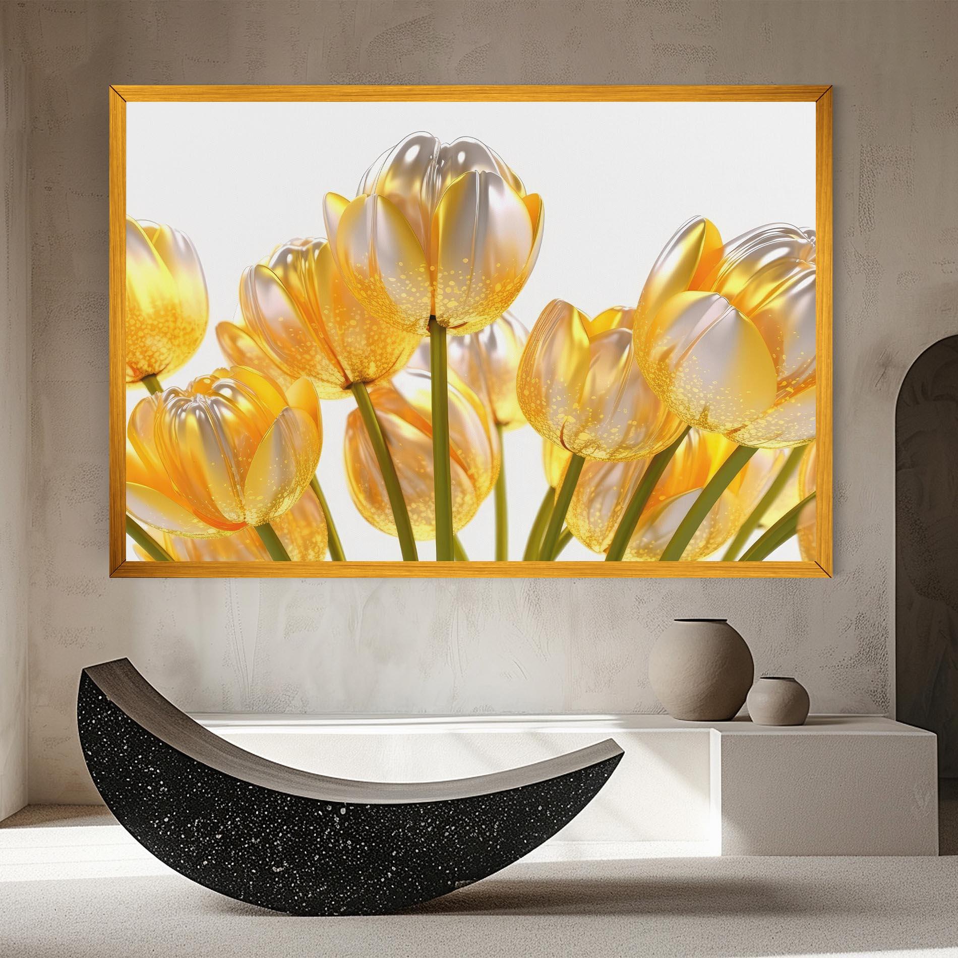 Tablou Canvas Gold White Tulips mockup 8