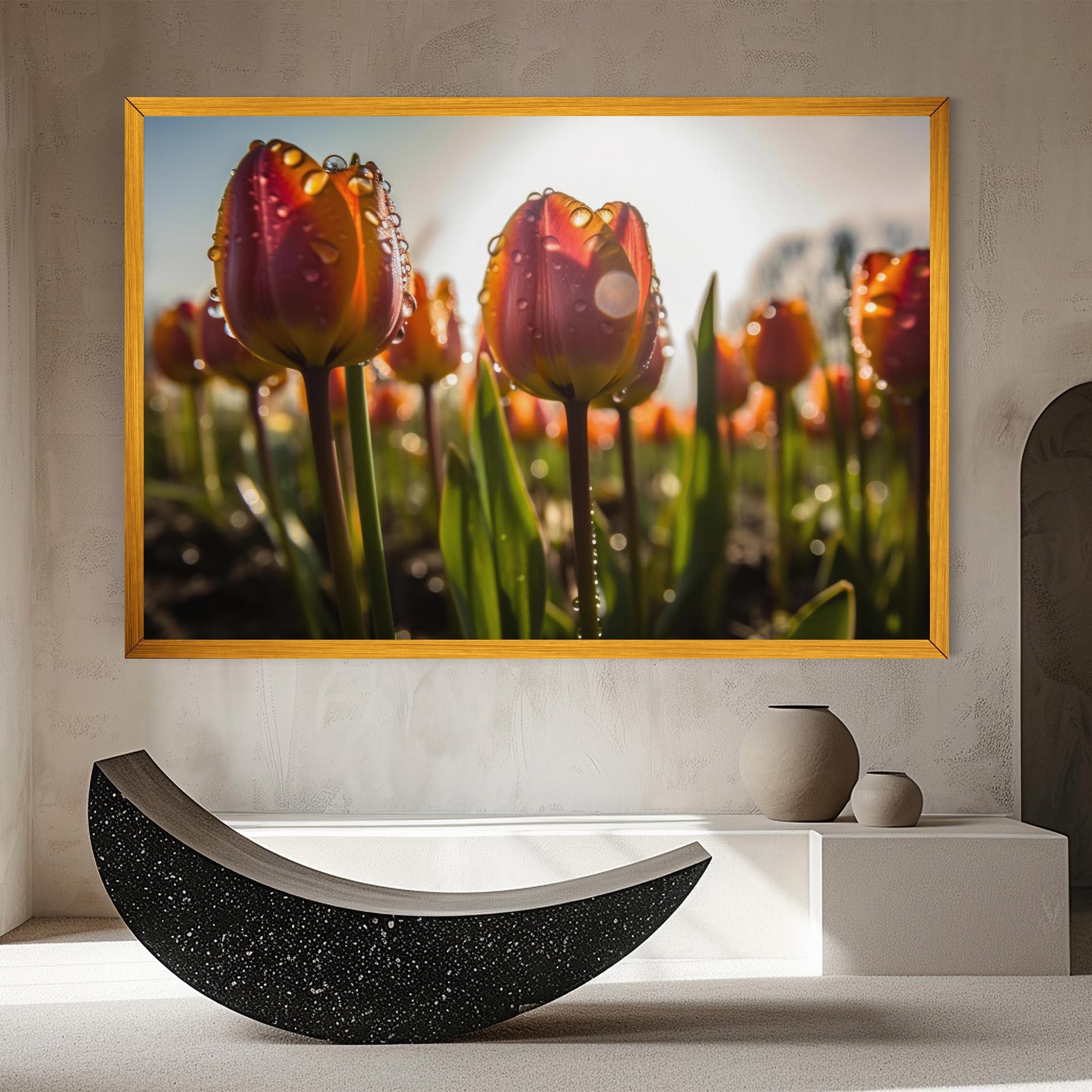 Tablou Canvas Orange Tulips After Rain mockup 8