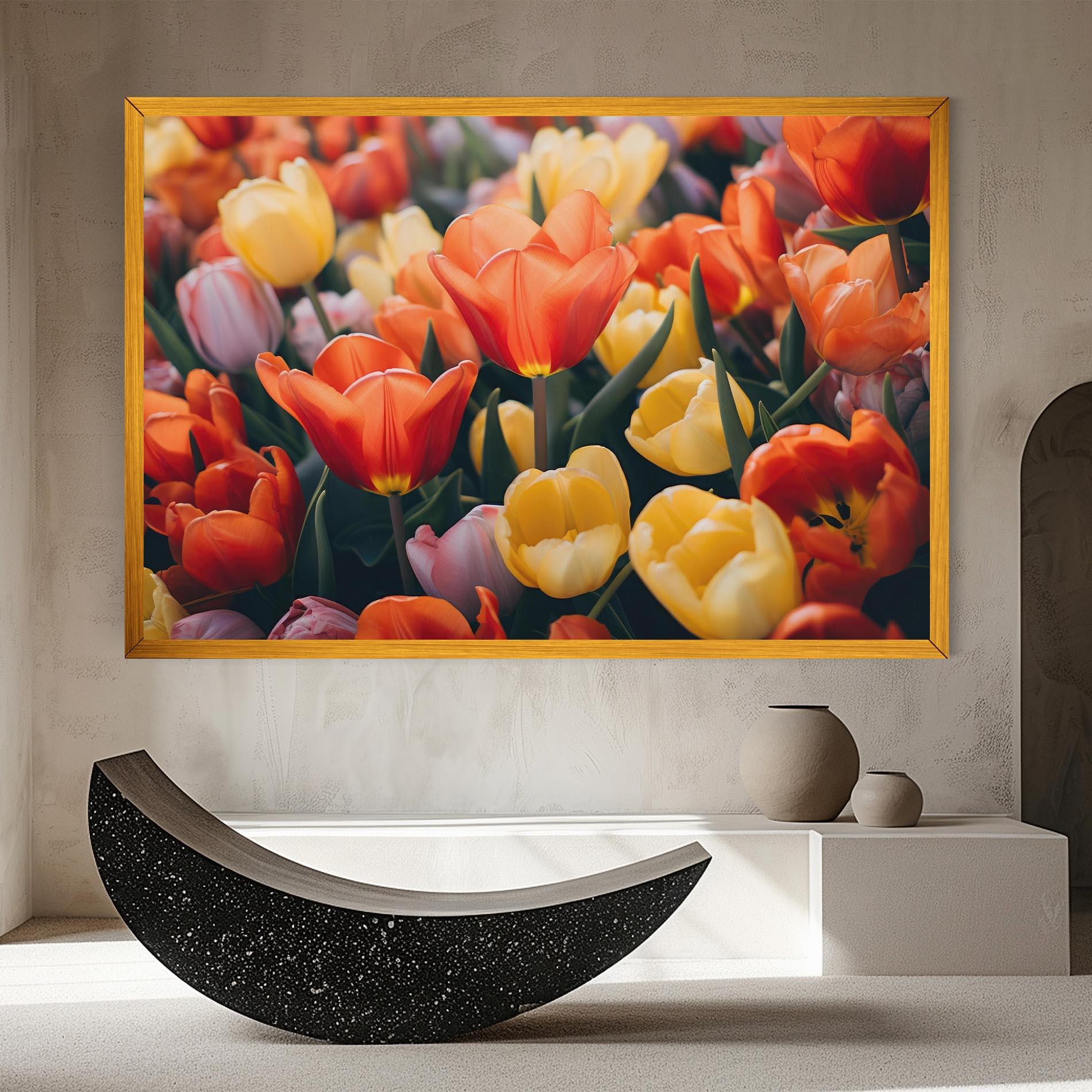 Tablou Canvas Orange Yellow Tulips mockup 8