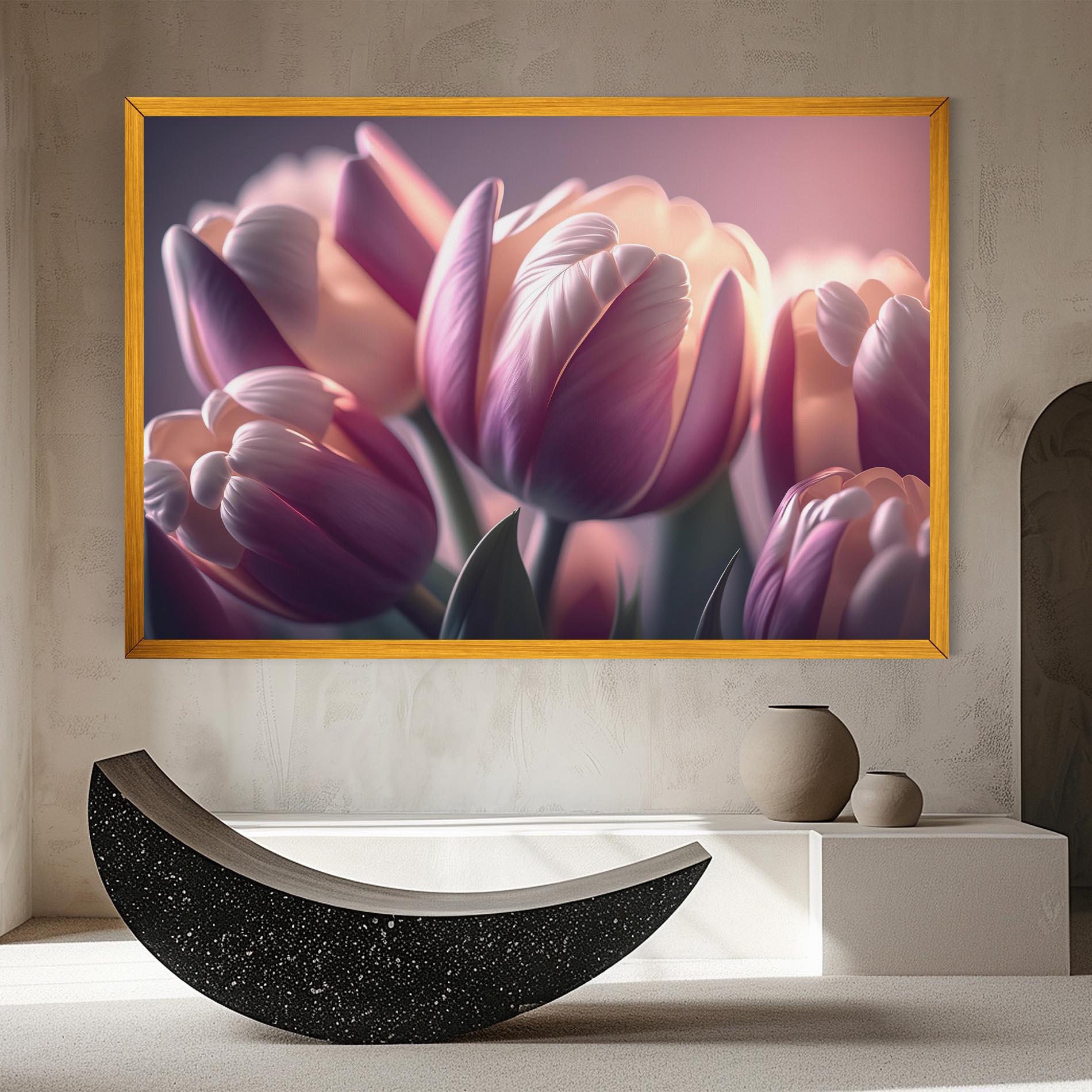 Tablou Canvas Pastel Pink Tulips mockup 8
