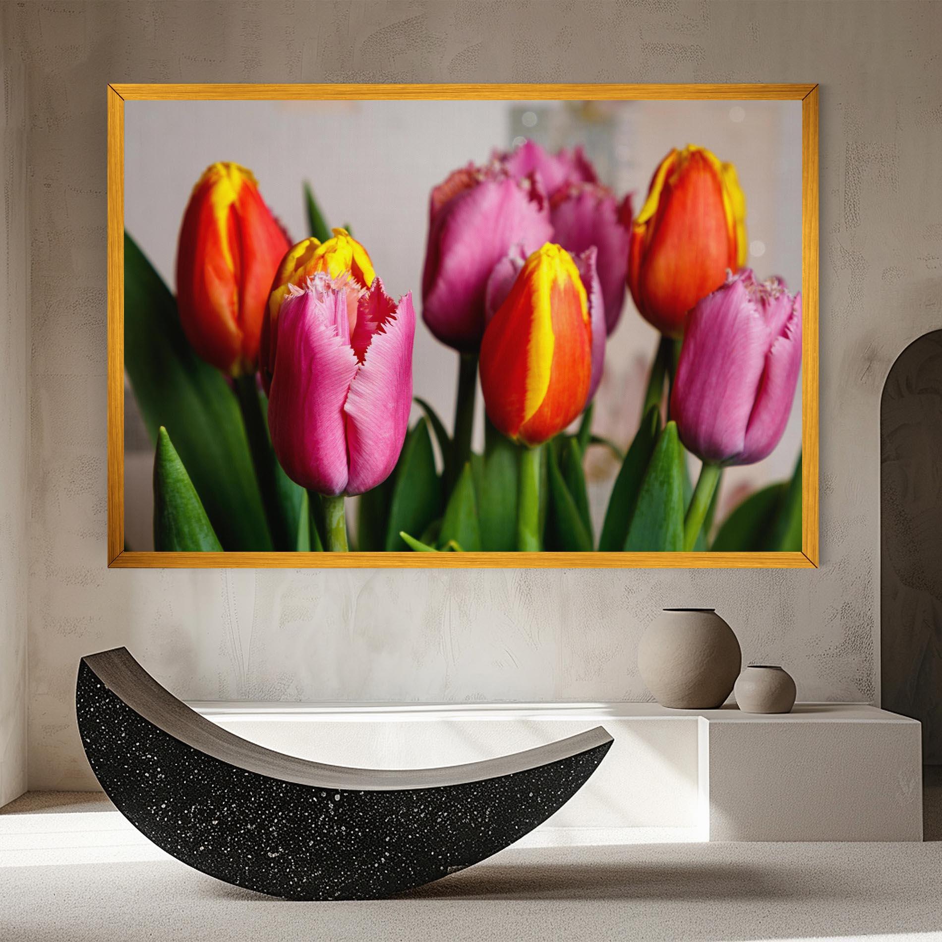 Tablou Canvas Pink Orange Tulips mockup 8