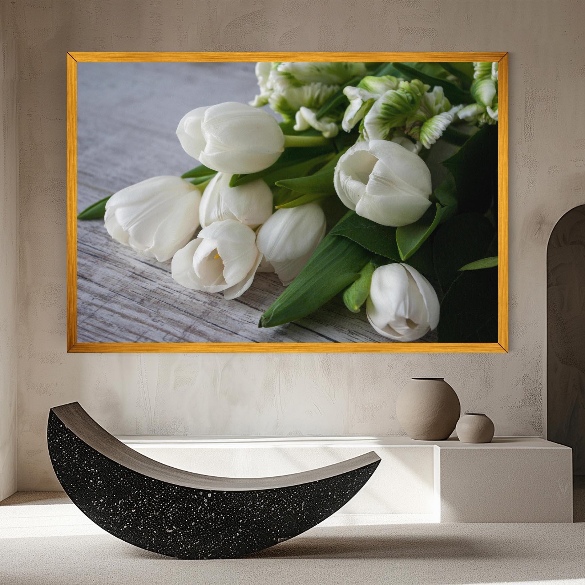 Tablou Canvas White Tulips Bouquet mockup 8