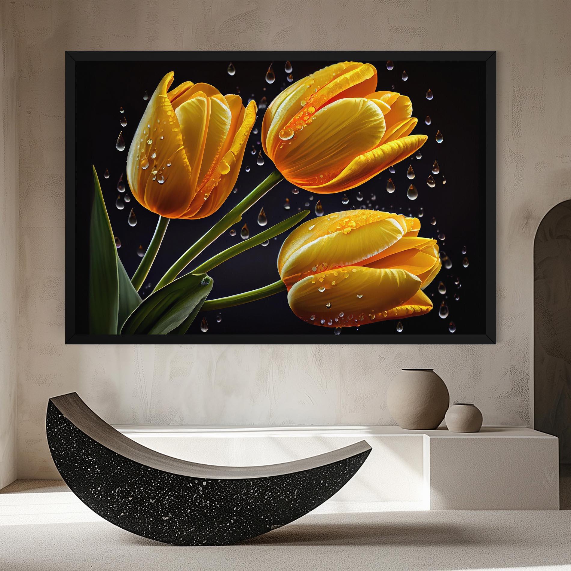 Tablou Canvas 3 Yellow Tulips mockup 8