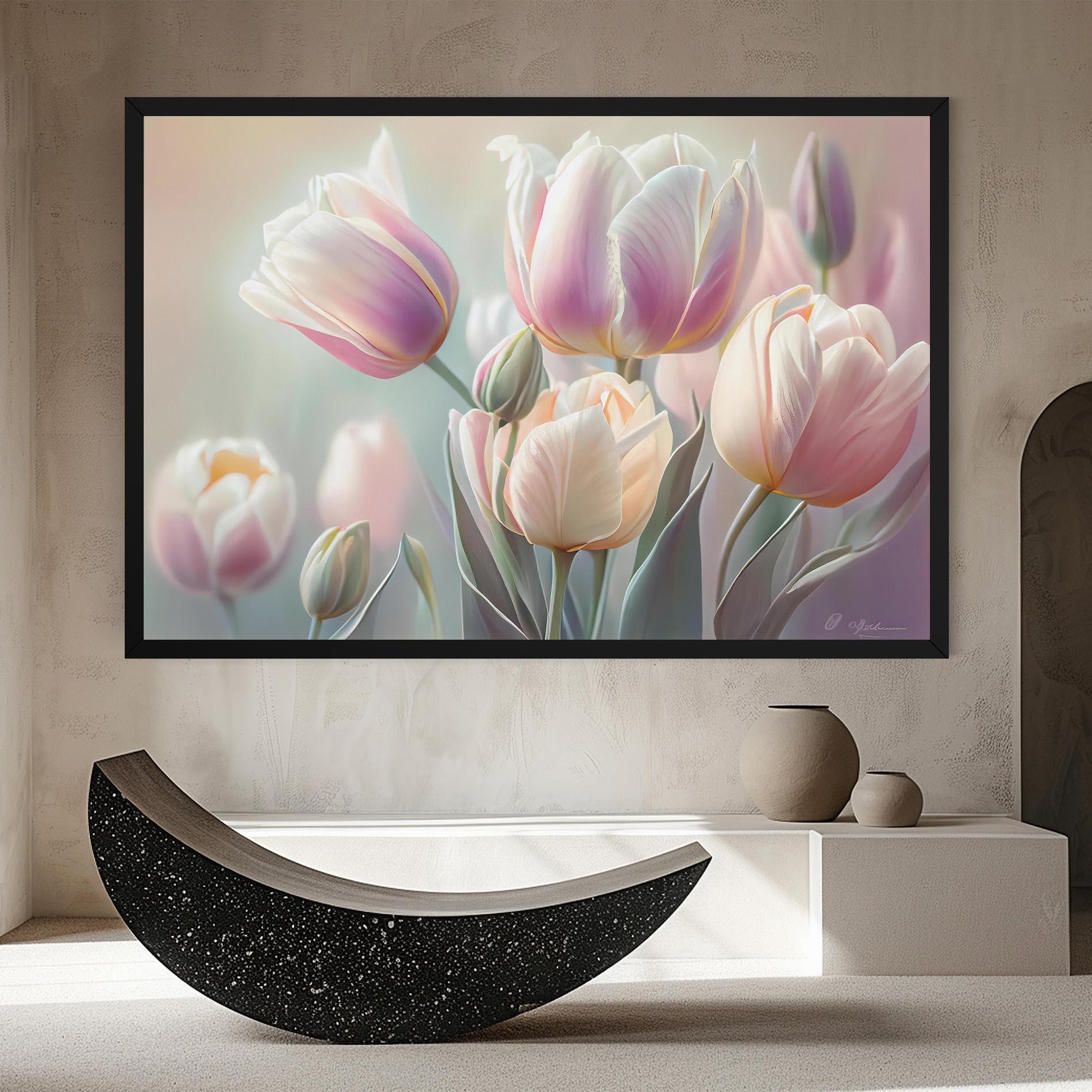 Tablou Canvas Dreamy White Tulips mockup 8