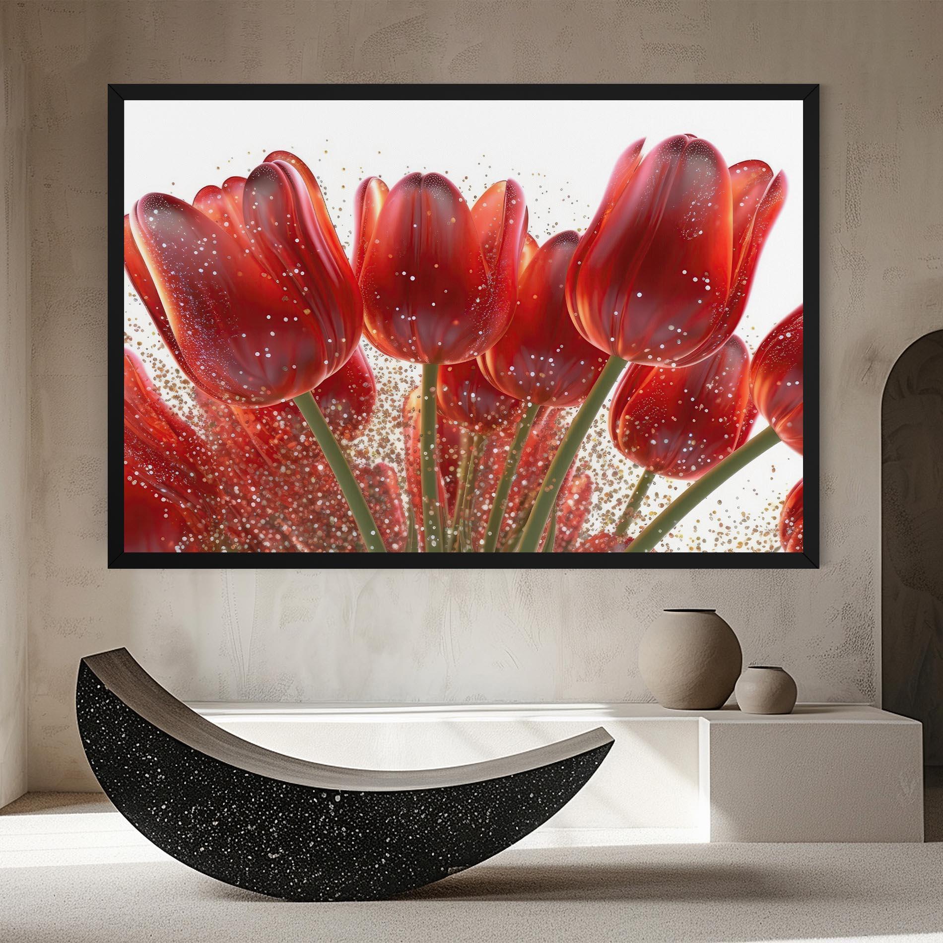 Tablou Canvas Glitter Red Tulips mockup 8