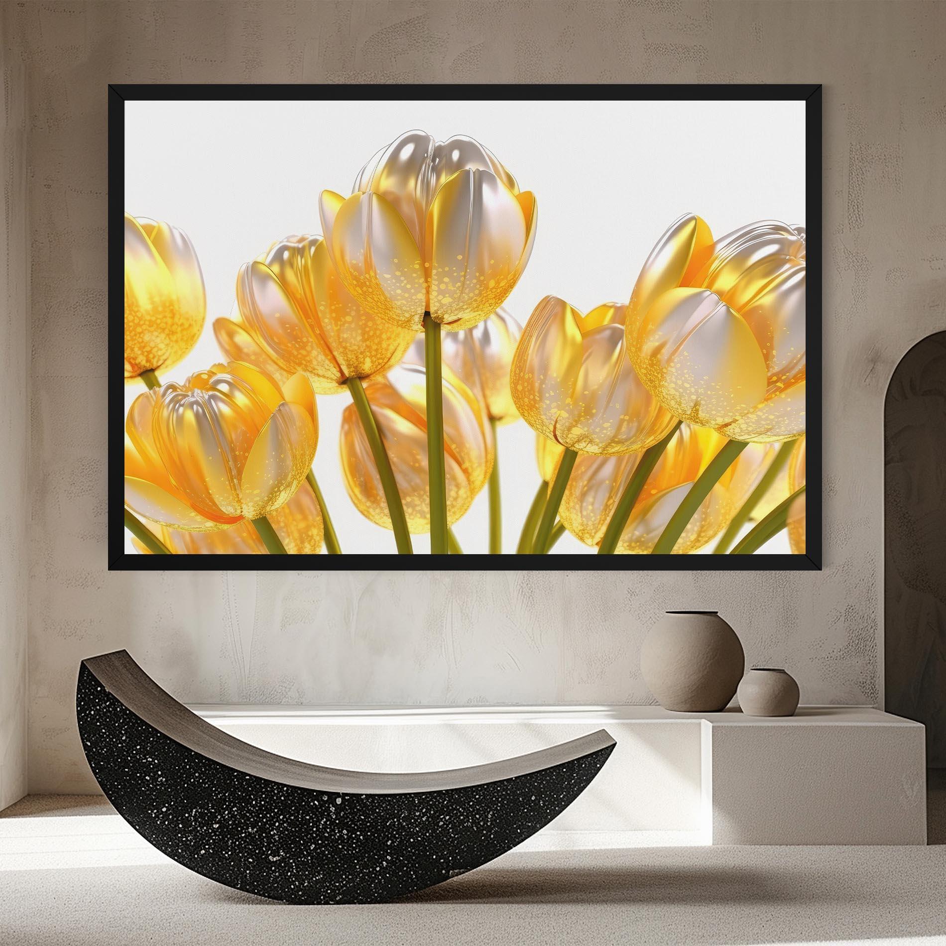 Tablou Canvas Gold White Tulips mockup 8
