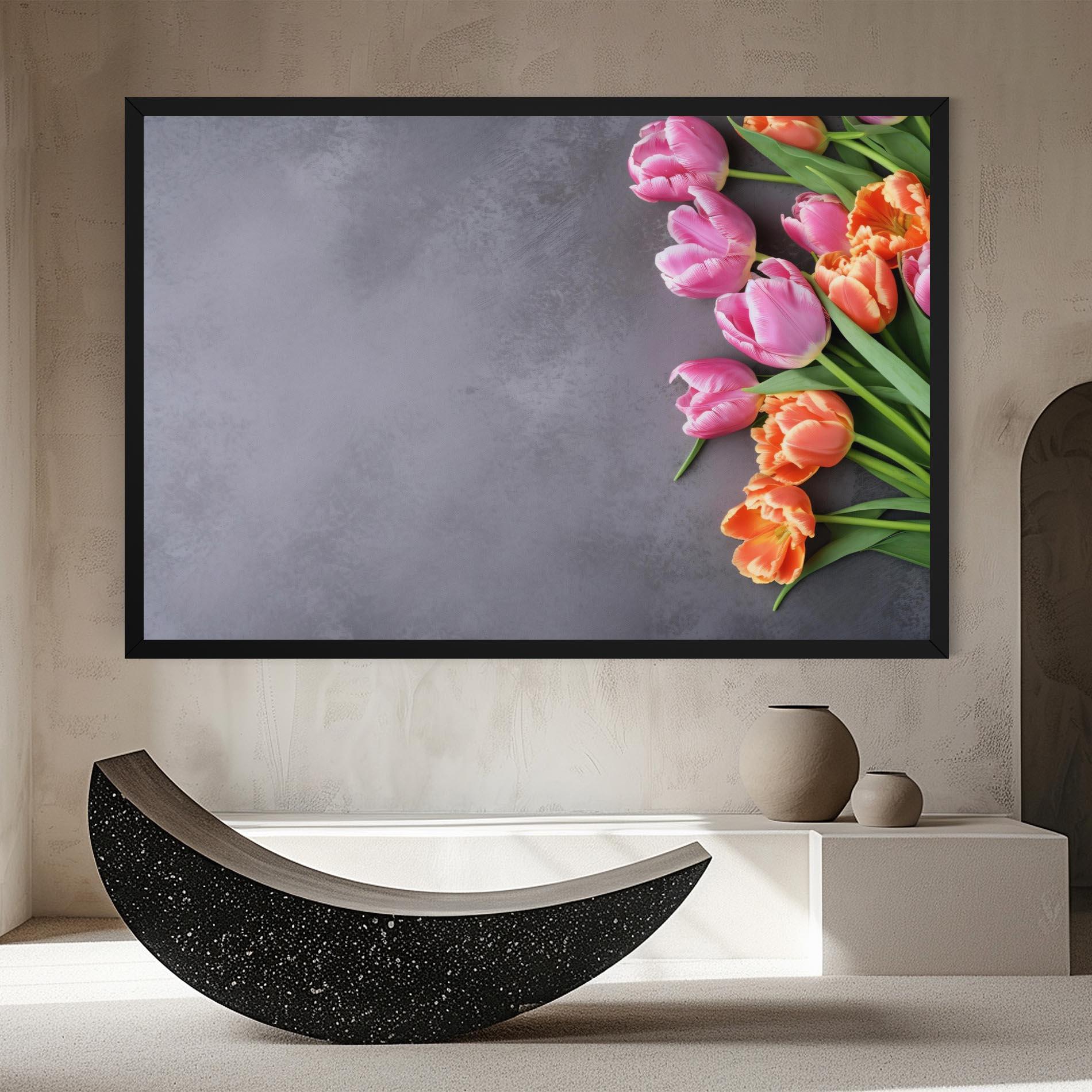 Tablou Canvas Light Orange Pink Tulips mockup 8