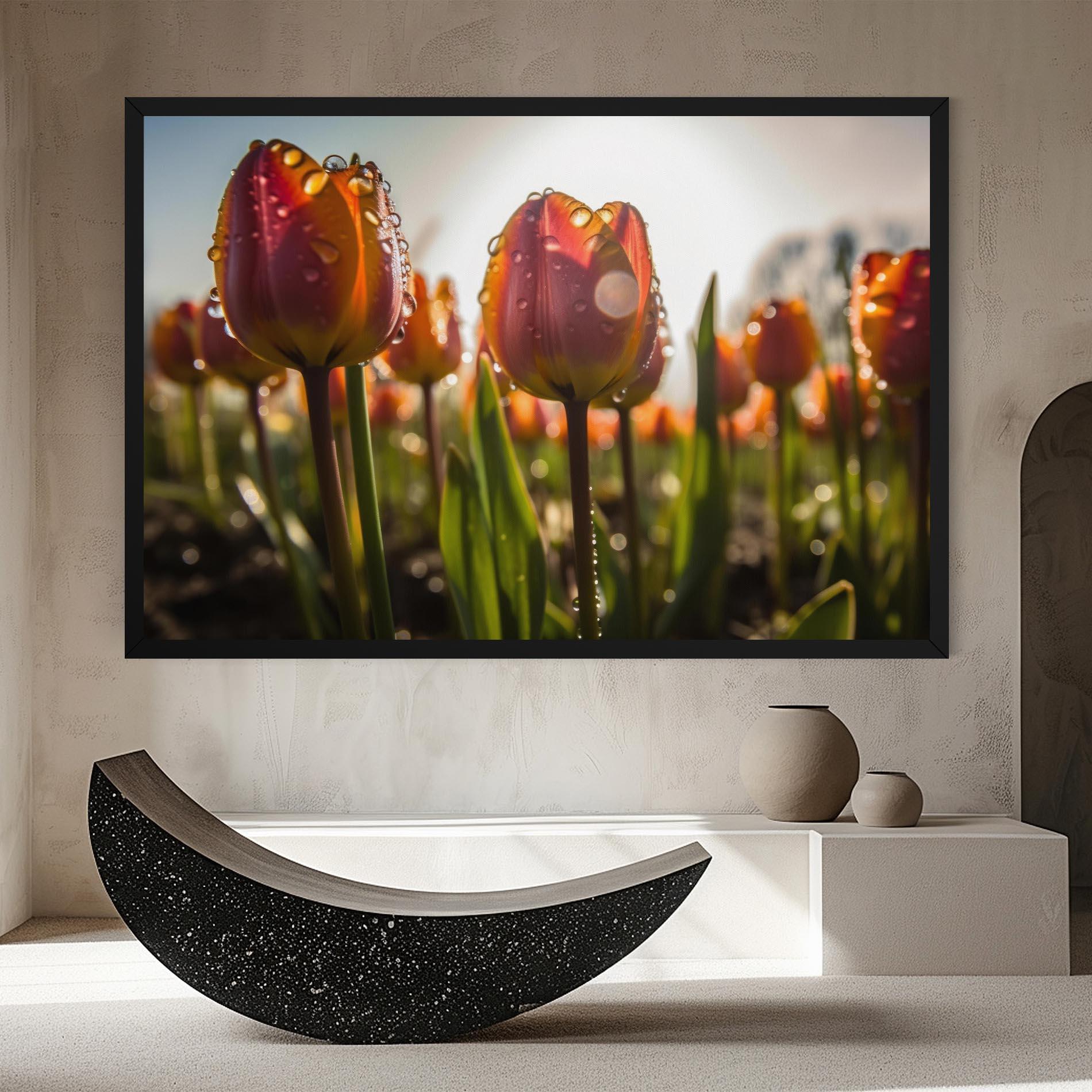 Tablou Canvas Orange Tulips After Rain mockup 8