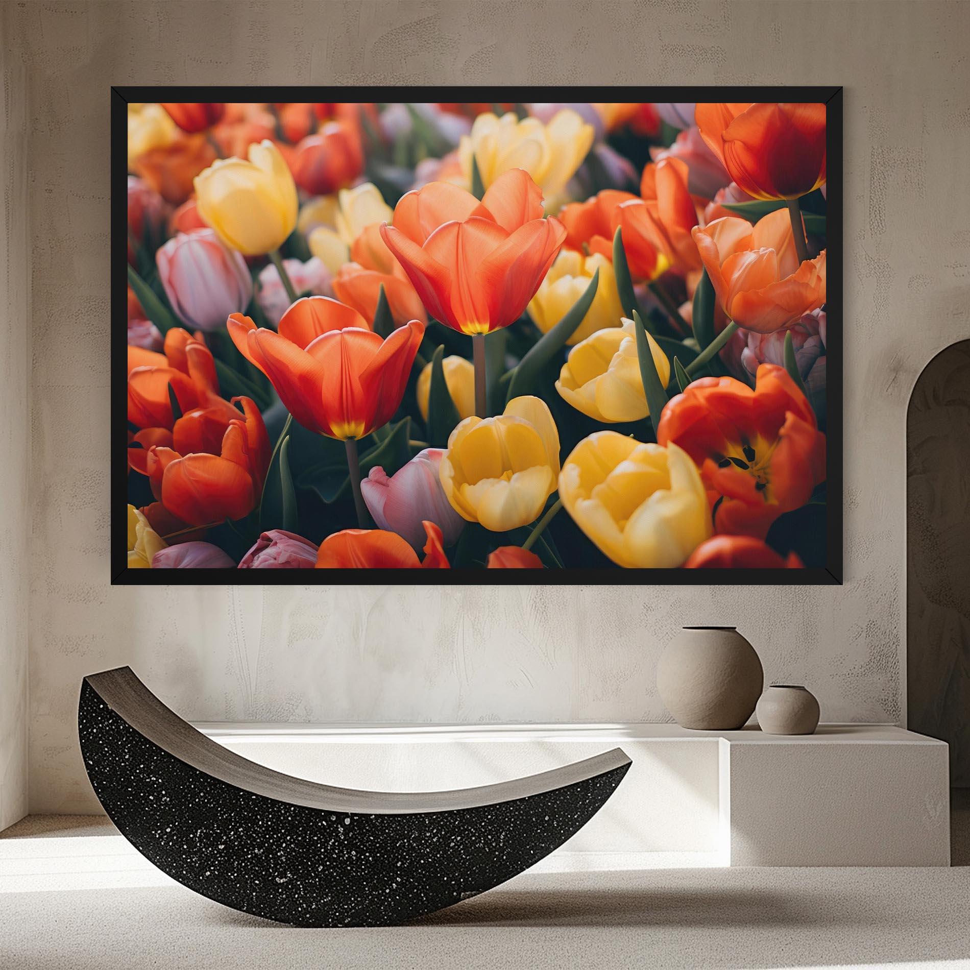 Tablou Canvas Orange Yellow Tulips mockup 8