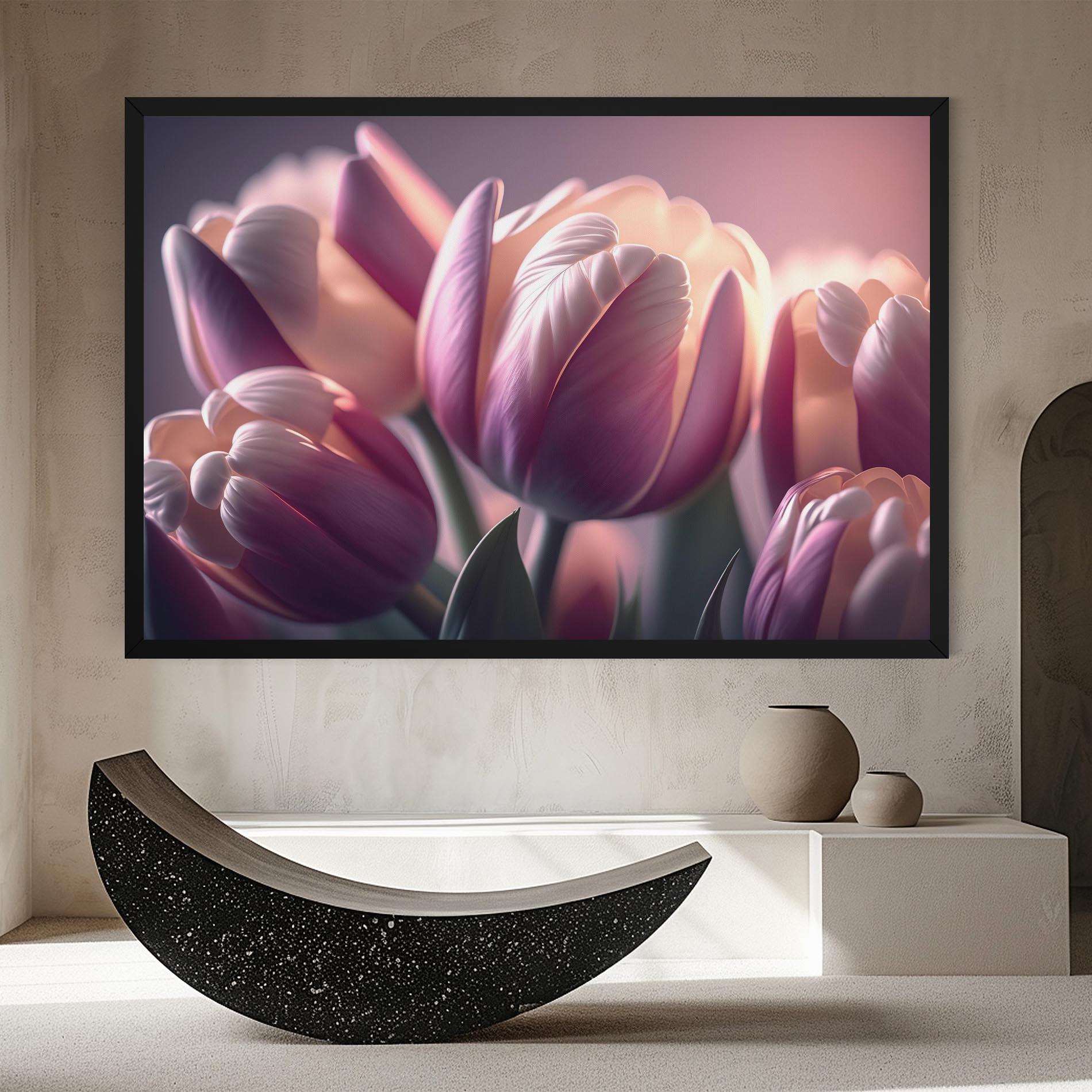 Tablou Canvas Pastel Pink Tulips mockup 8
