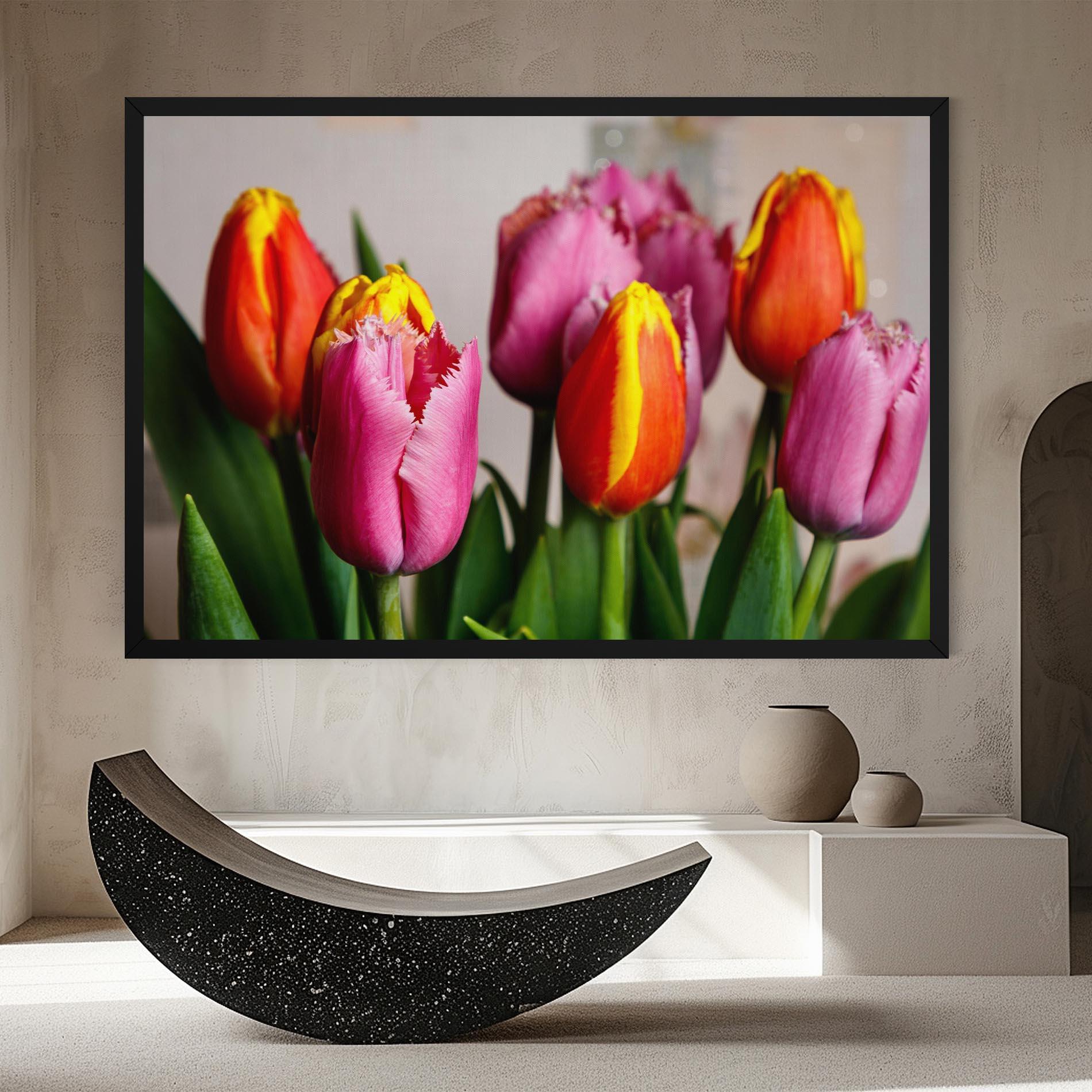 Tablou Canvas Pink Orange Tulips mockup 8