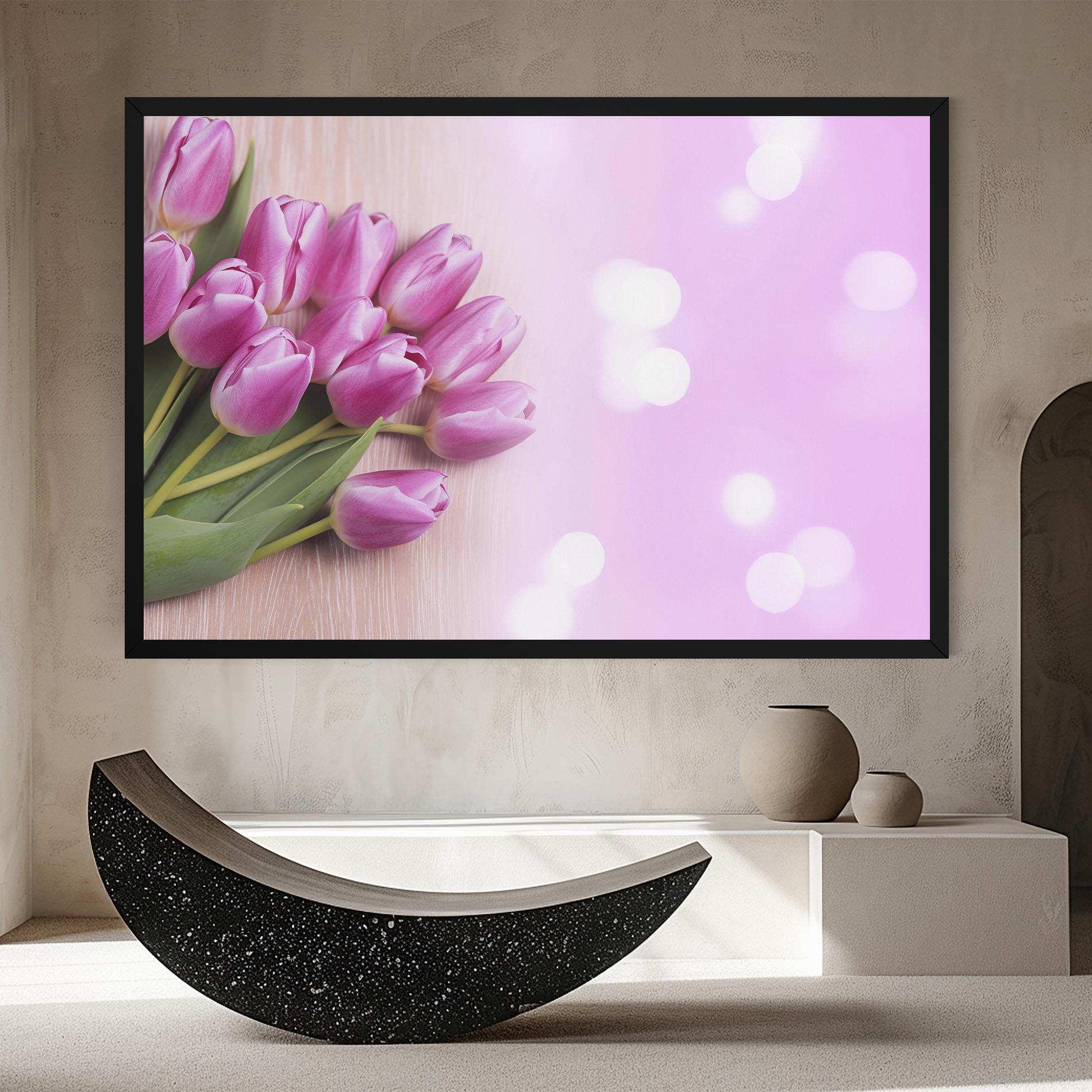 Tablou Canvas Pink Tulip Flowers mockup 8