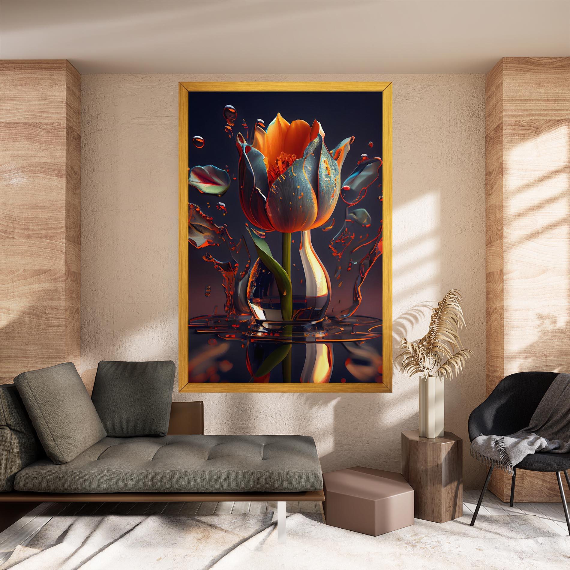 Tablou Canvas Black Tulip In Vase mockup 8