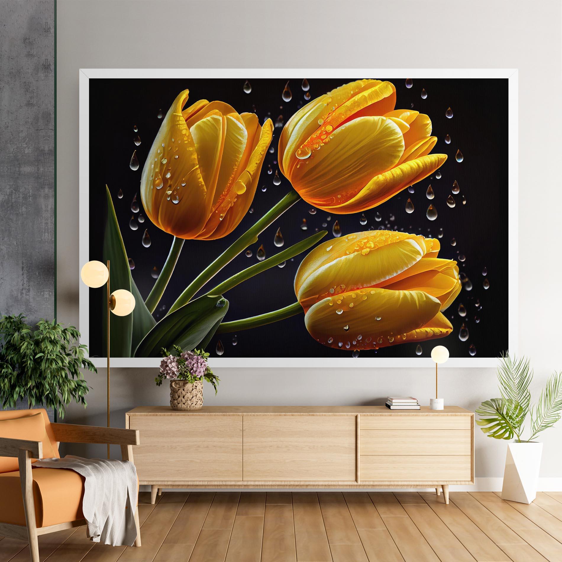 Tablou Canvas 3 Yellow Tulips mockup 9