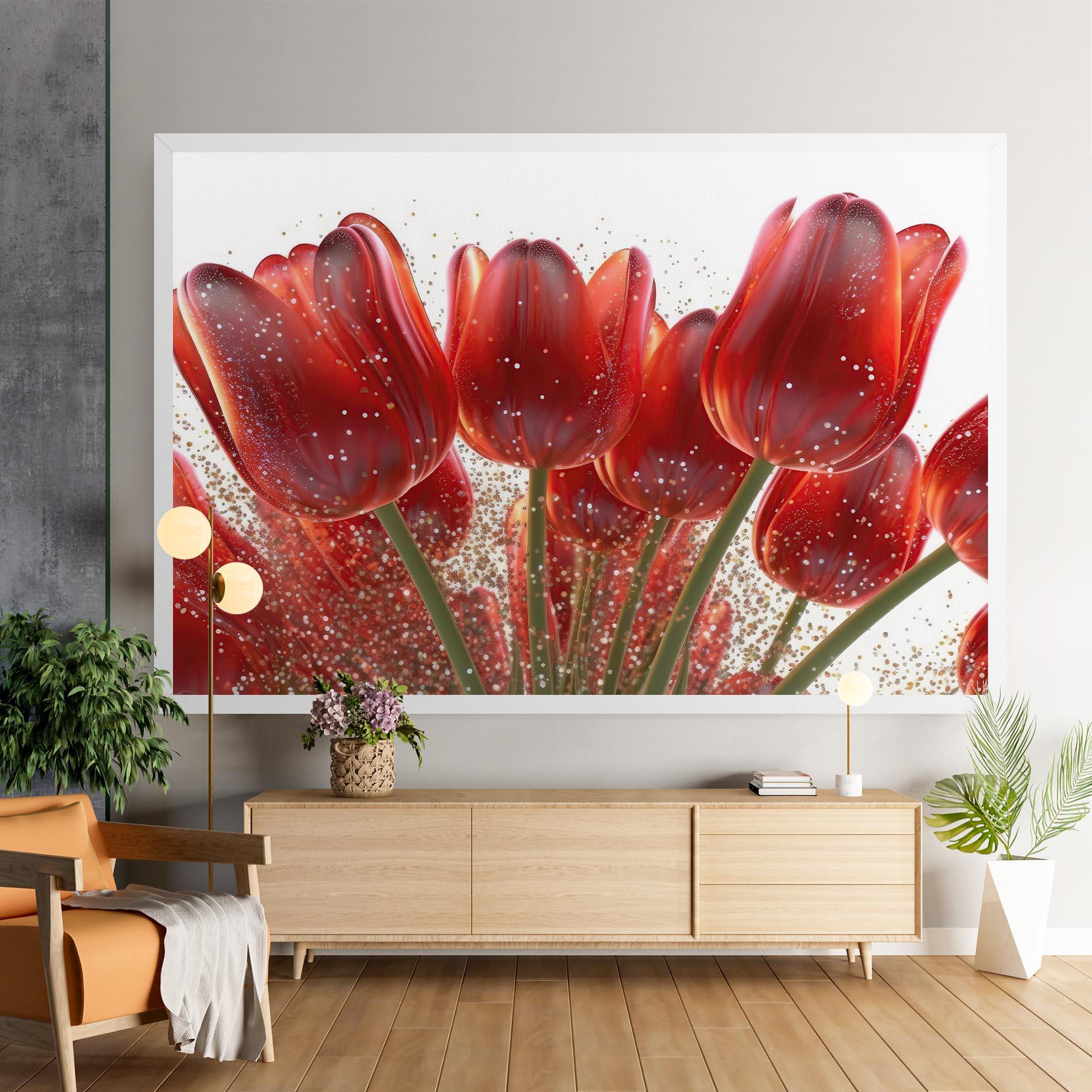 Tablou Canvas Glitter Red Tulips mockup 9