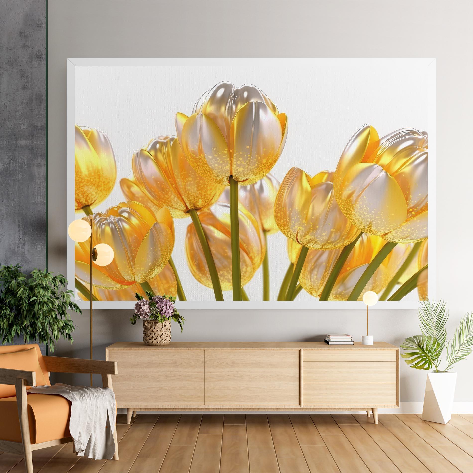 Tablou Canvas Gold White Tulips mockup 9