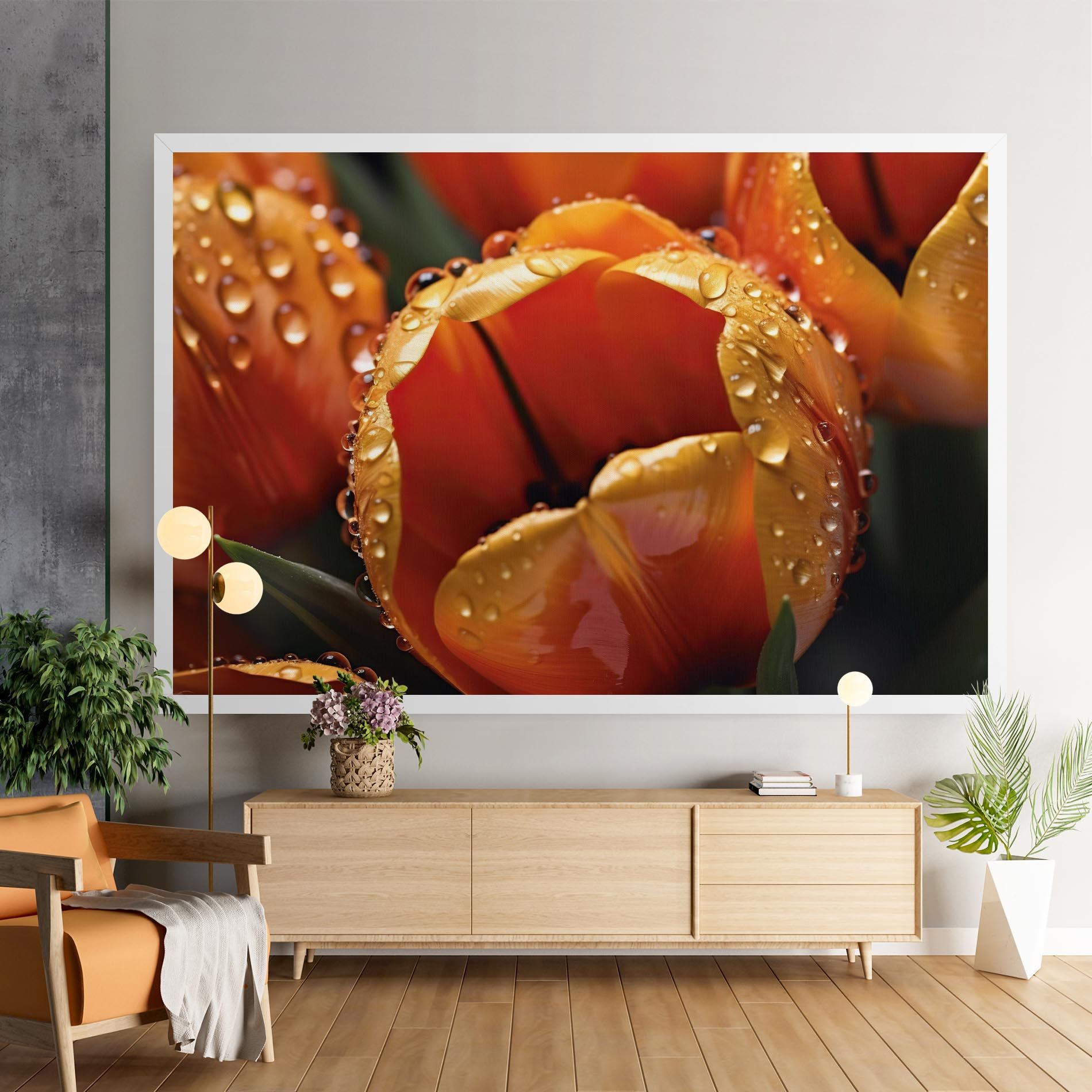 Orange Tulip Water Drops mockup 9