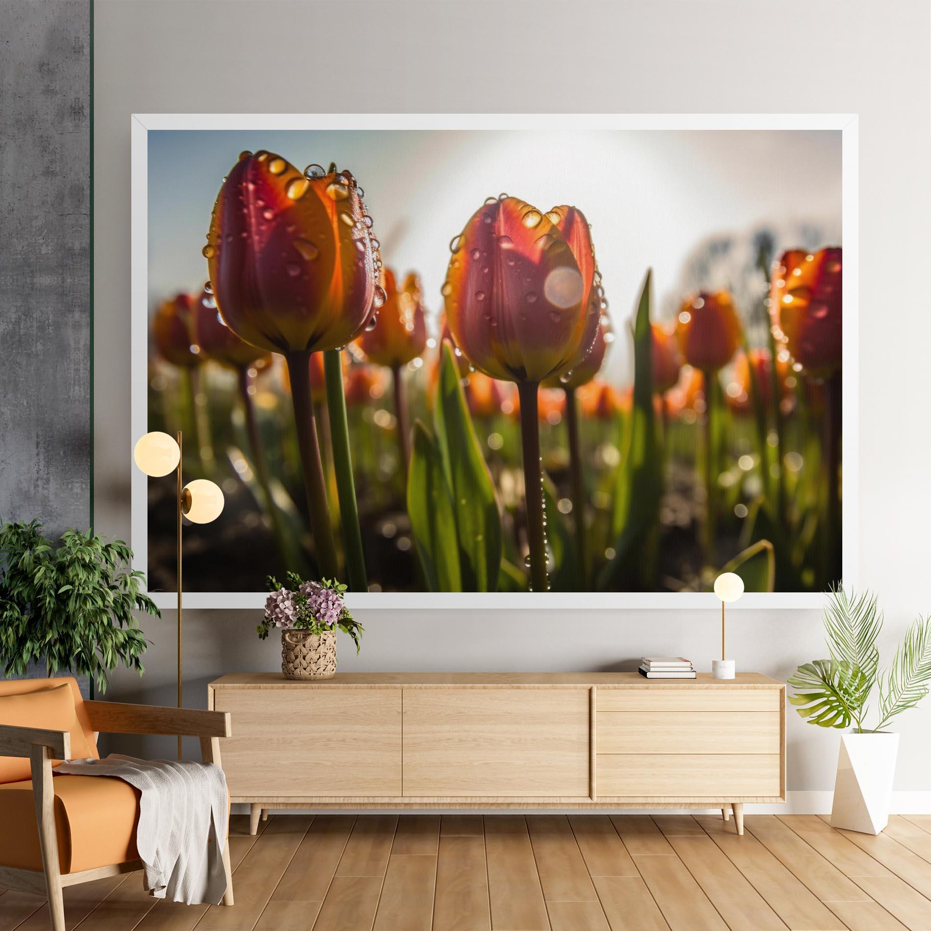 Tablou Canvas Orange Tulips After Rain mockup 9