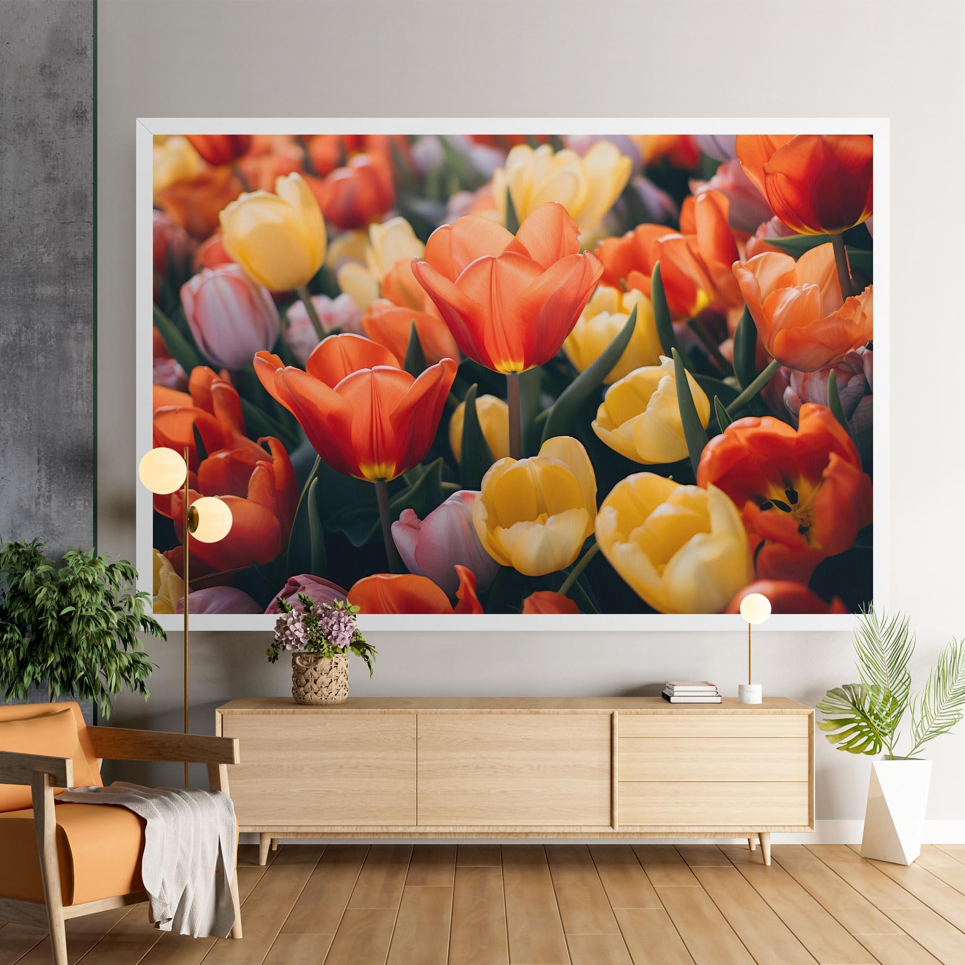 Tablou Canvas Orange Yellow Tulips mockup 9
