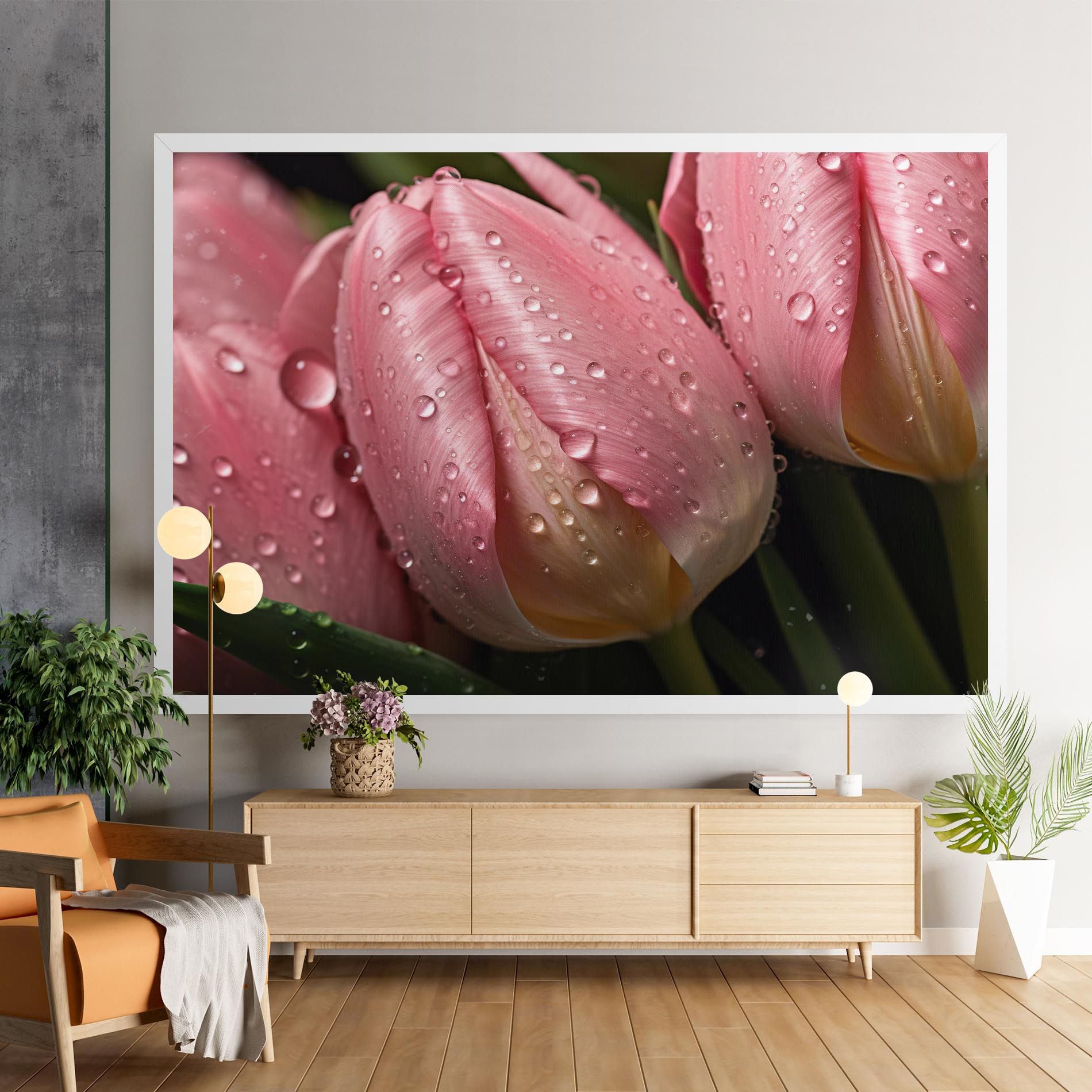 Pink Tulip With Drops mockup 9