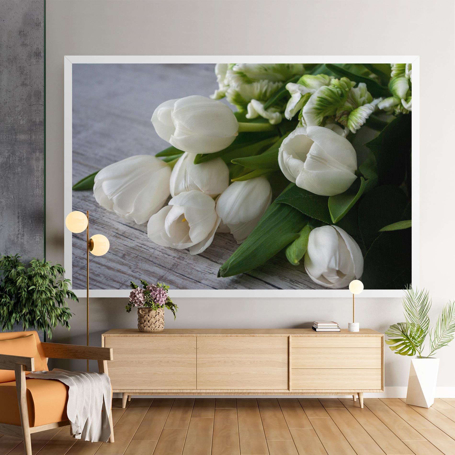 White Tulips Bouquet mockup 9