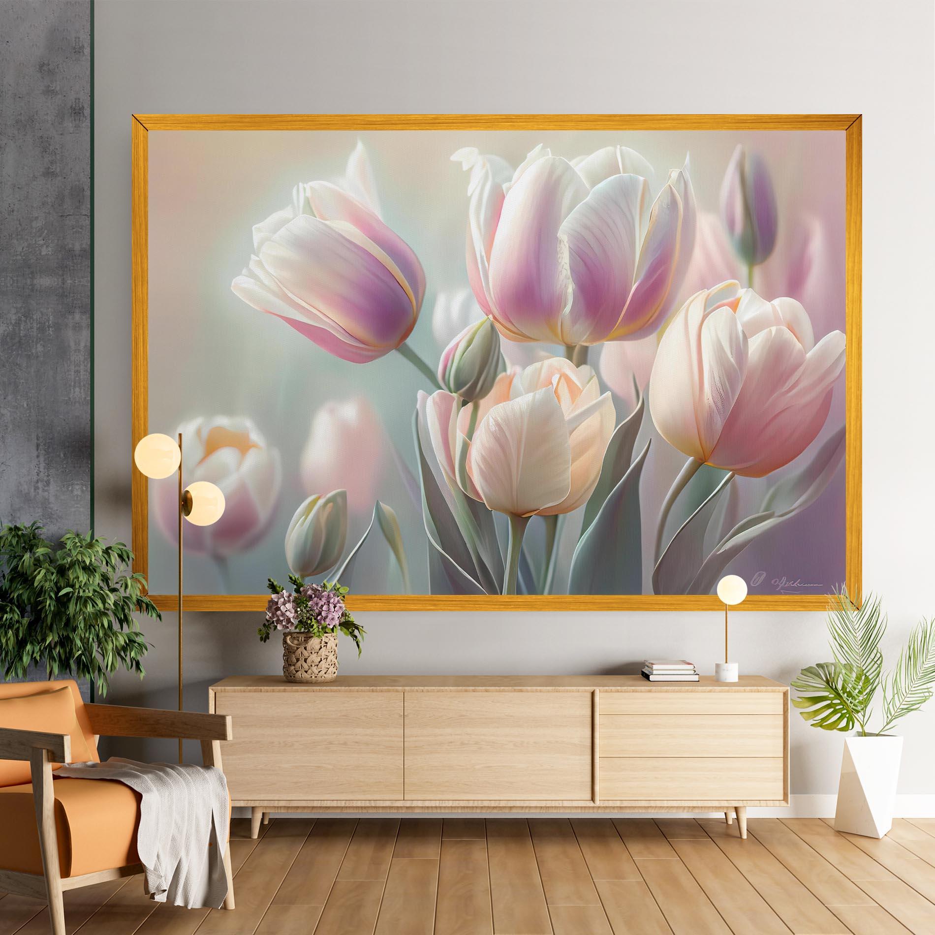 Tablou Canvas Dreamy White Tulips mockup 9