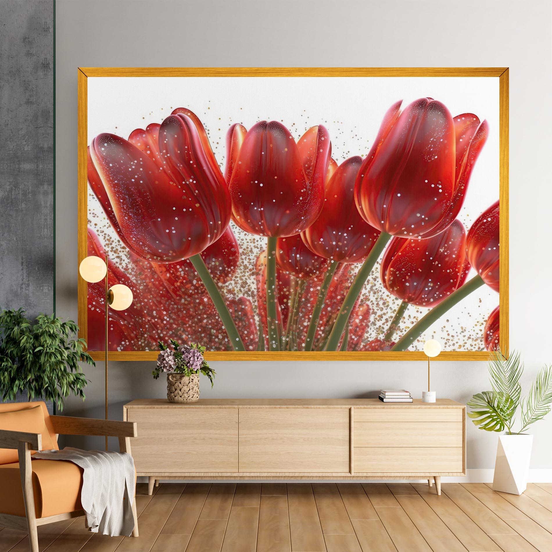 Tablou Canvas Glitter Red Tulips mockup 9