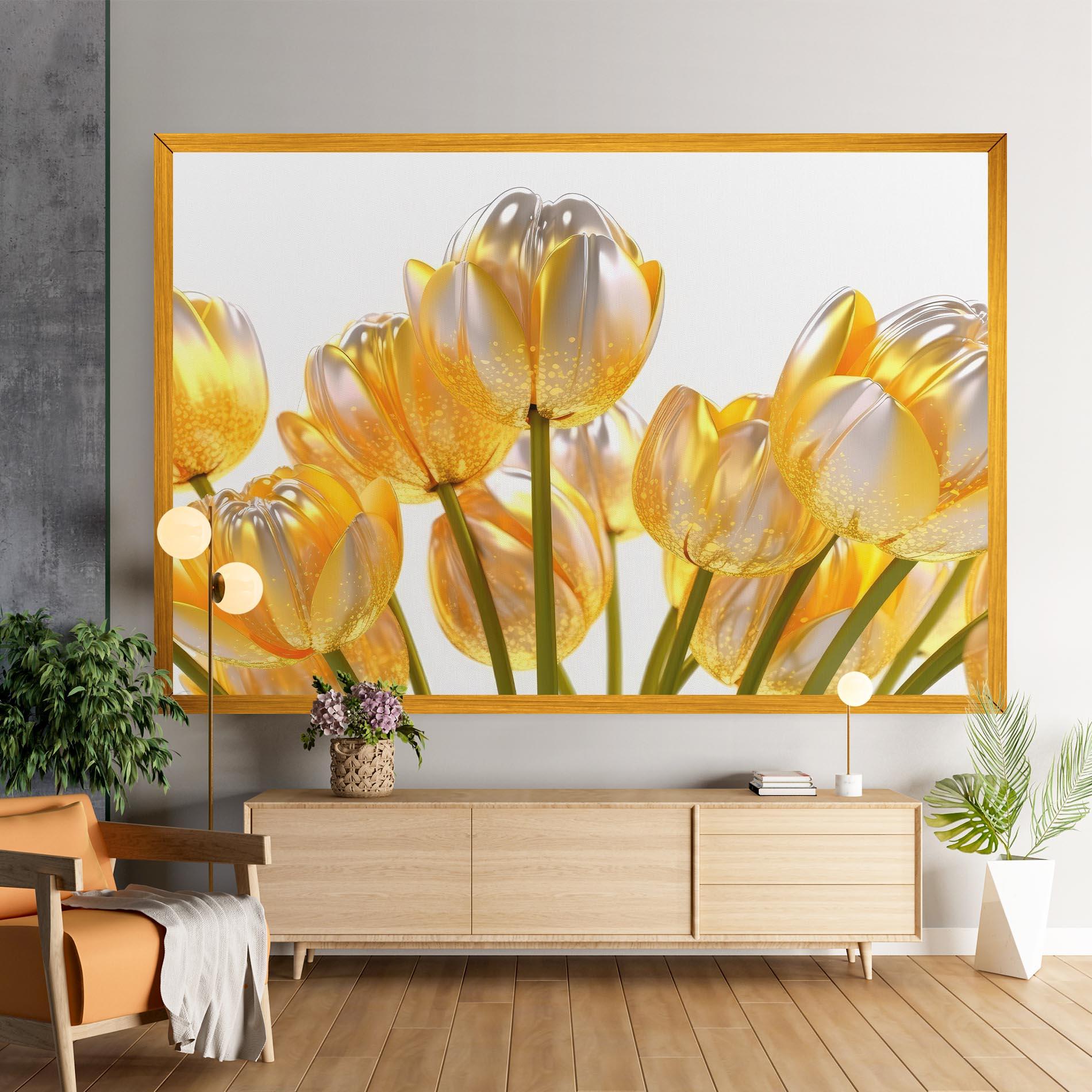 Tablou Canvas Gold White Tulips mockup 9