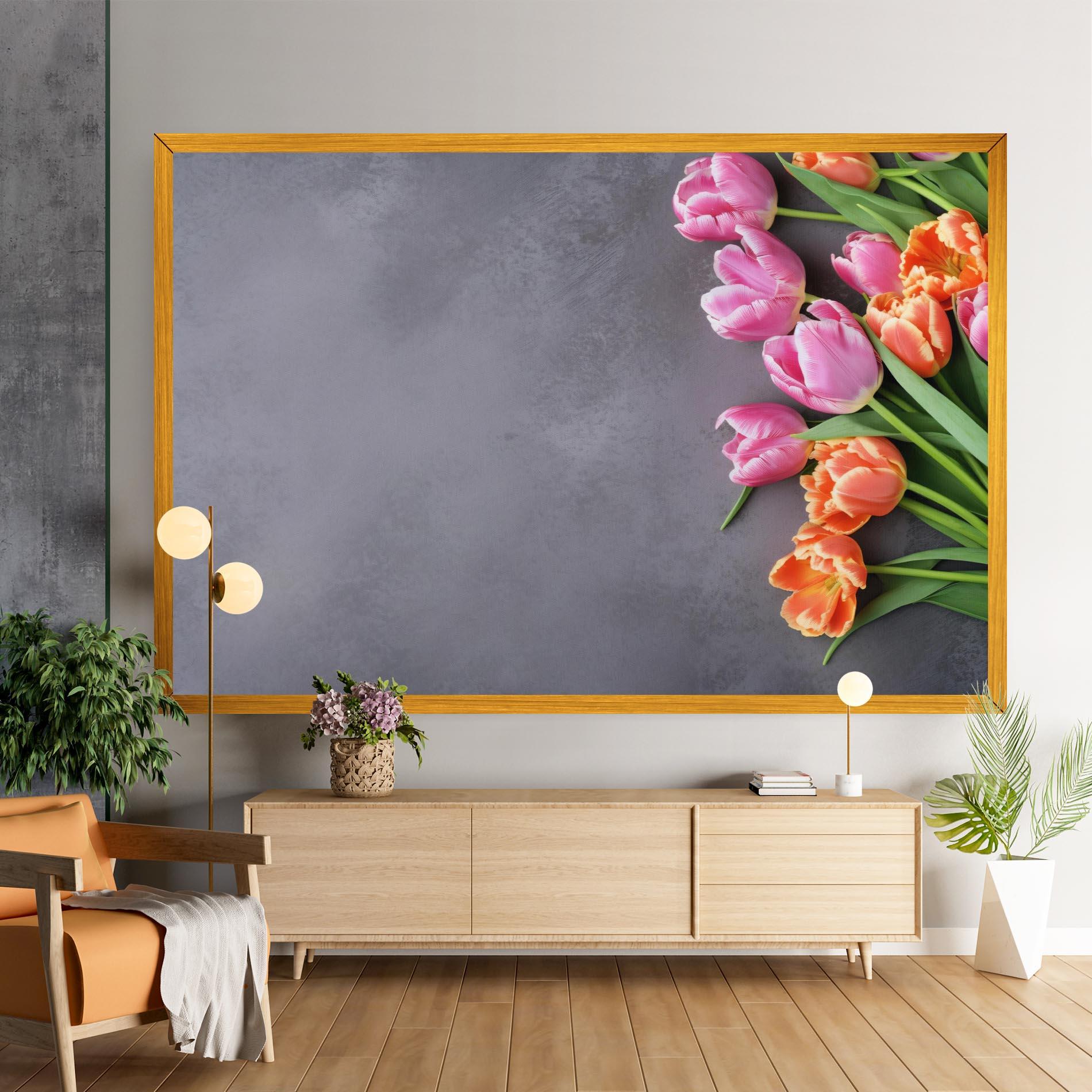 Tablou Canvas Light Orange Pink Tulips mockup 9